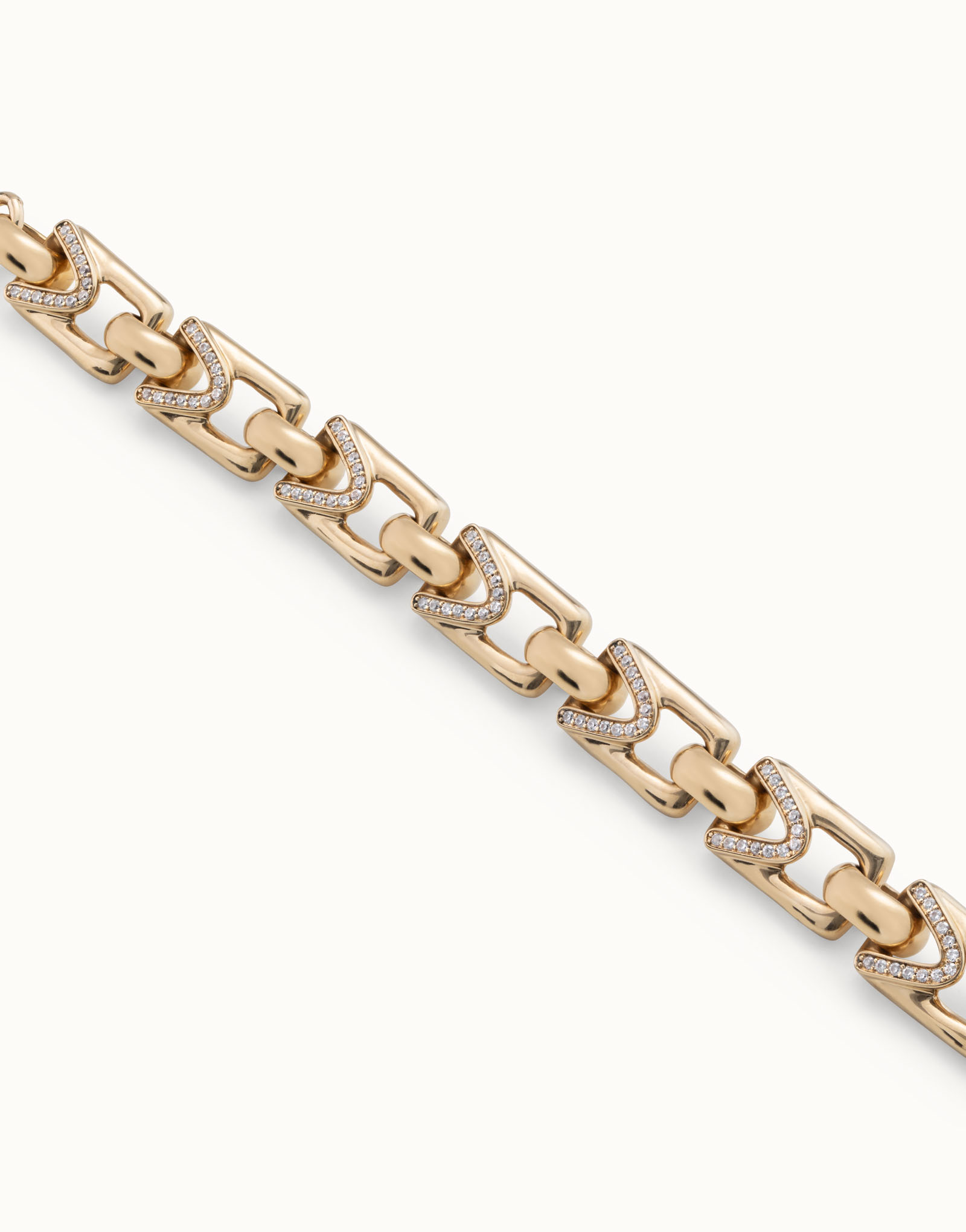 18K gold-plated bracelet with small links with topaz, Golden, large image number null