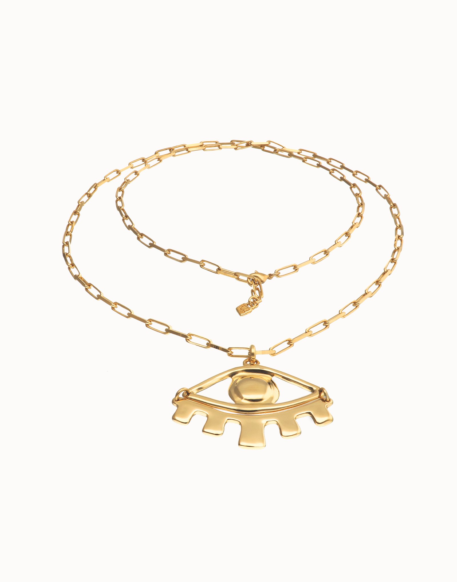 Long gold necklace with big eye, Golden, large thumbnail