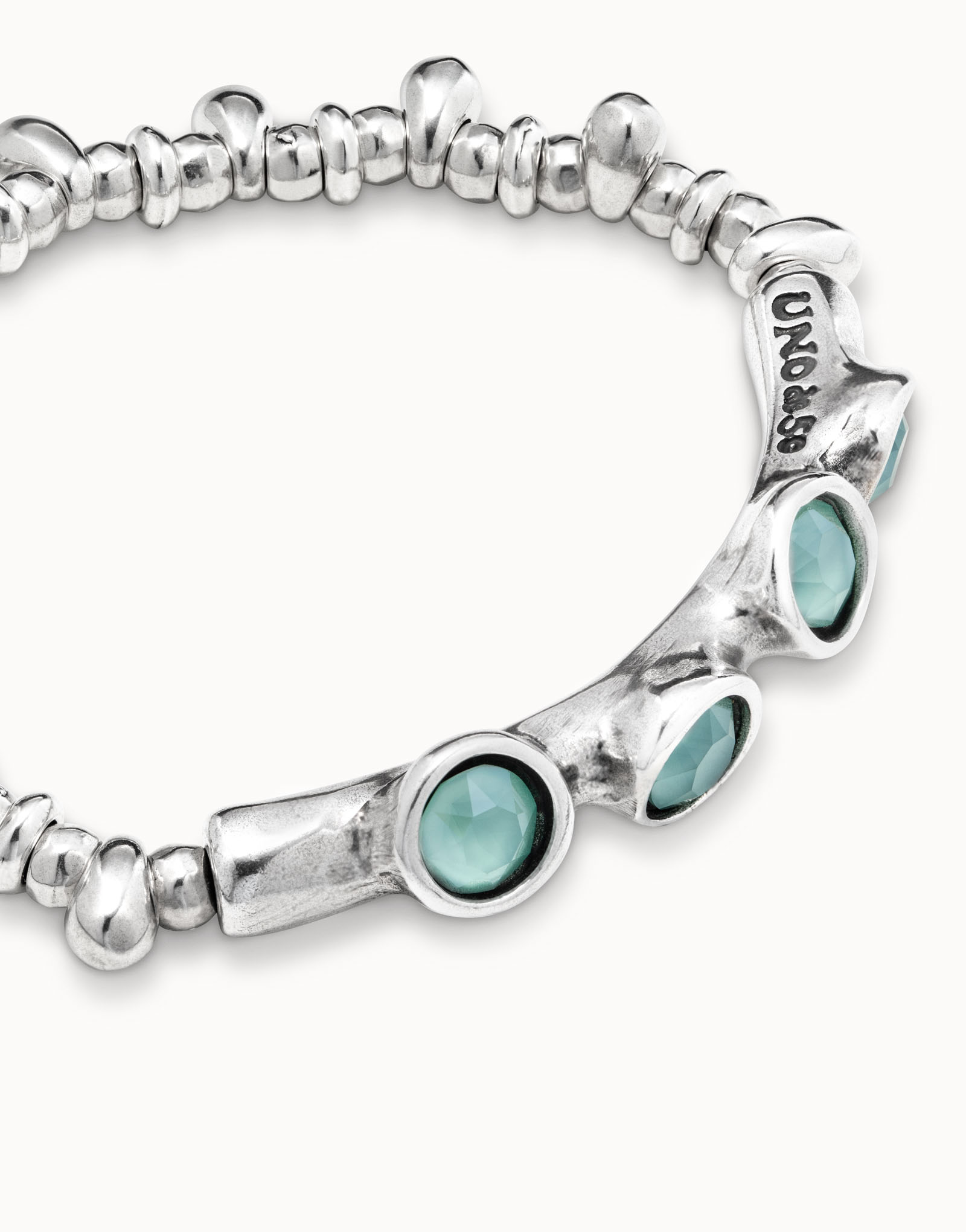 Bracciale in cuoio placcato argento Sterling con cristalli, , large image number null