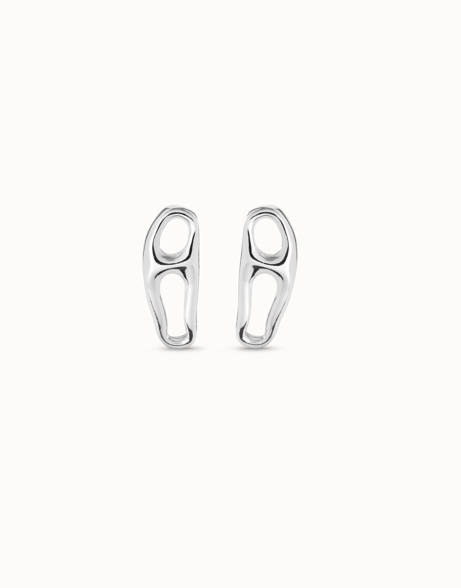 Boucles d’oreilles plaquées argent en forme de maillon, Argent, large image number null