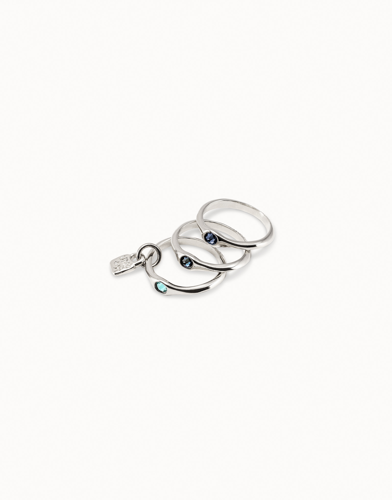 Anello triplo placcato argento Sterling con cristalli rossi., Argent, large image number null