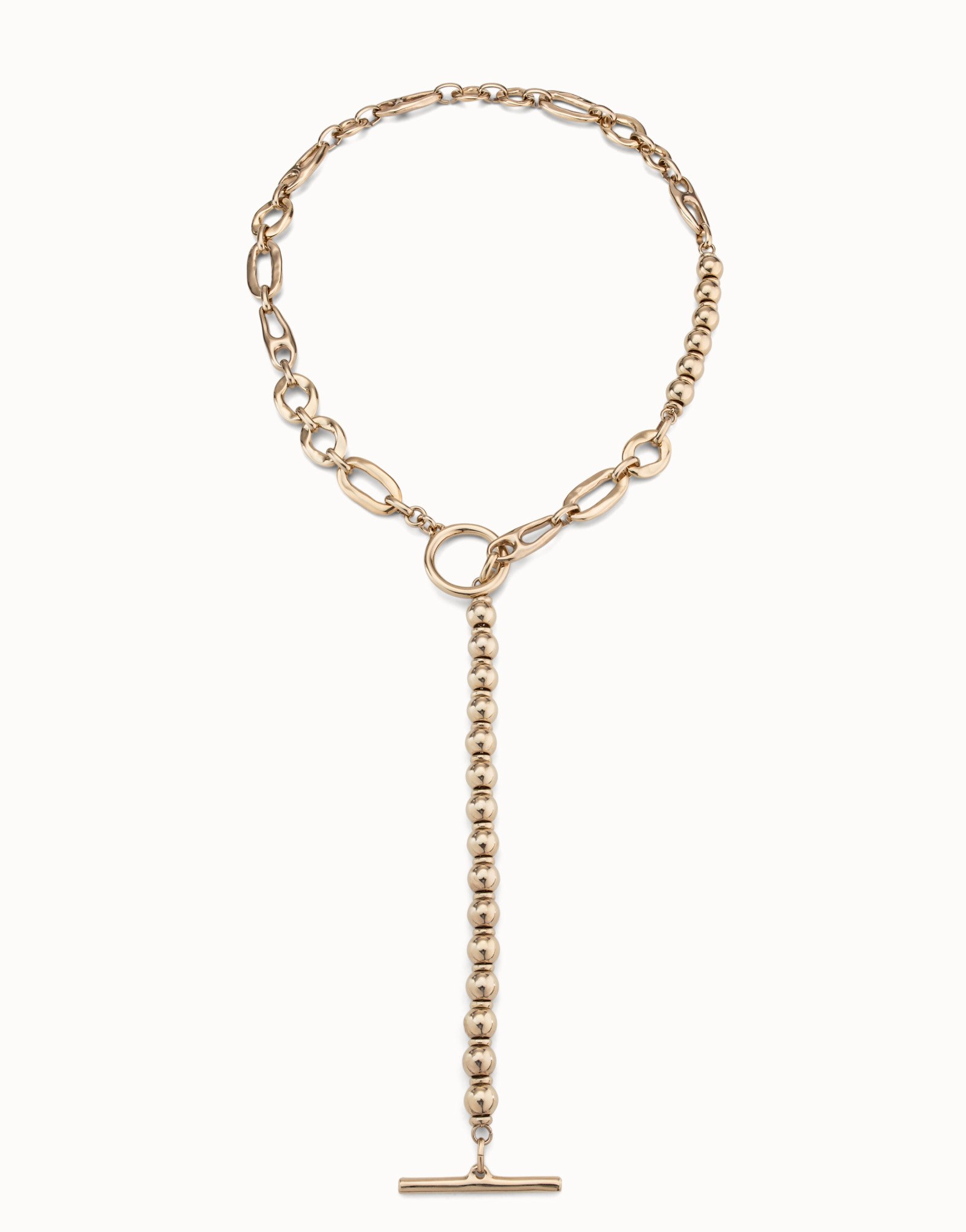 18K gold-plated long necklace with links | UNOde50