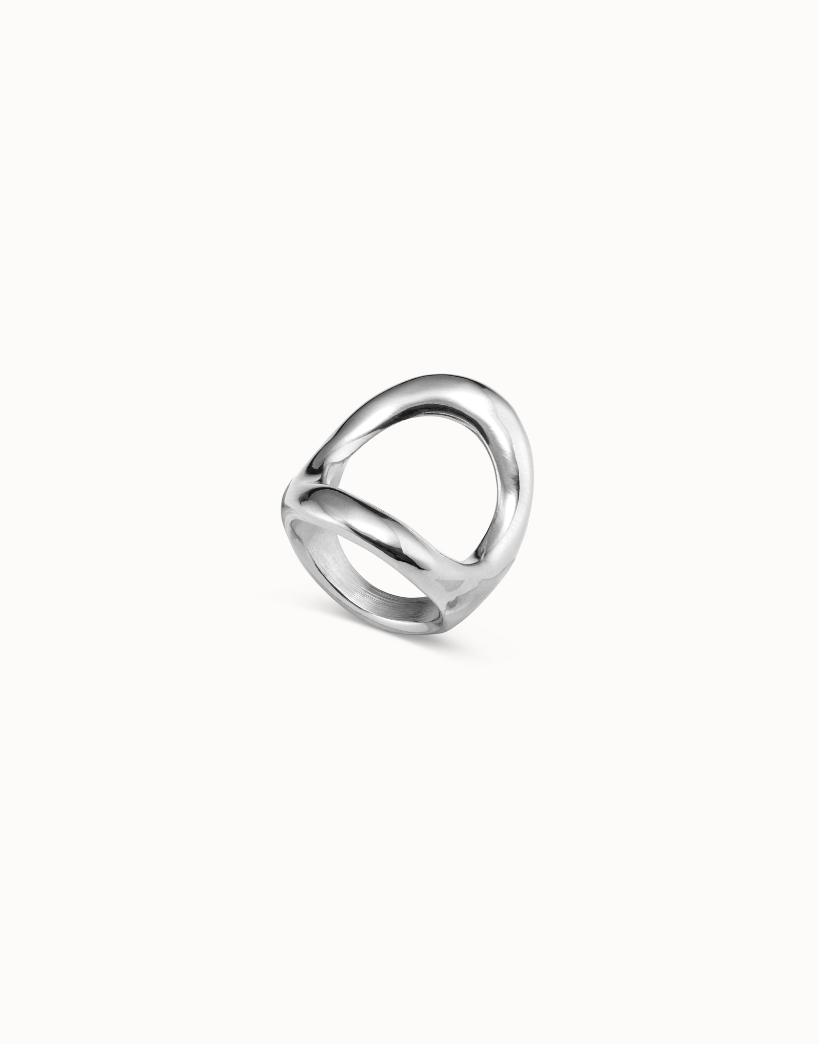 Sterling silver-plated ring with large central oval, Silver, large image number null
