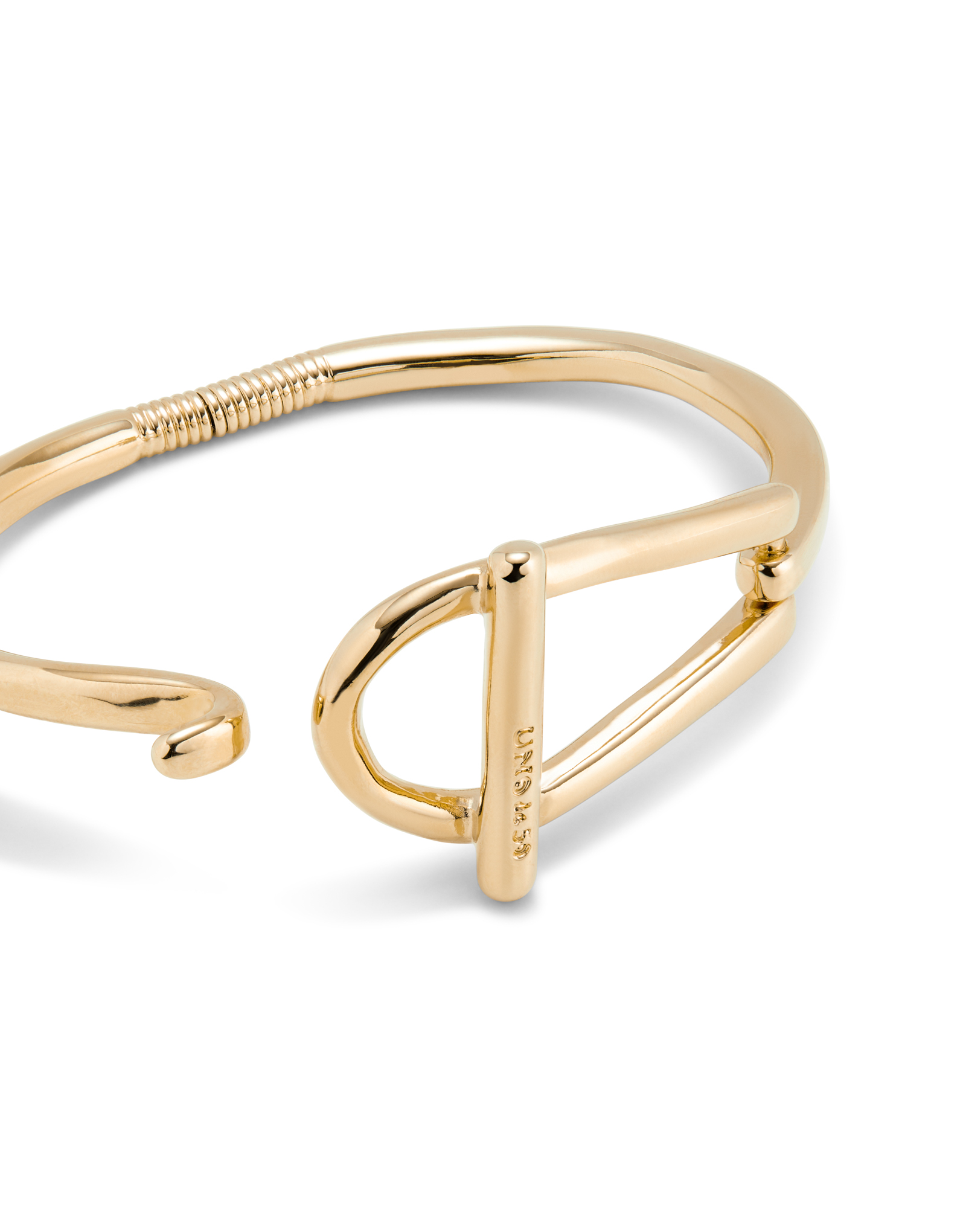 Rigid 18K gold-plated bracelet with medium sized link and inner spring, Golden, large image number null