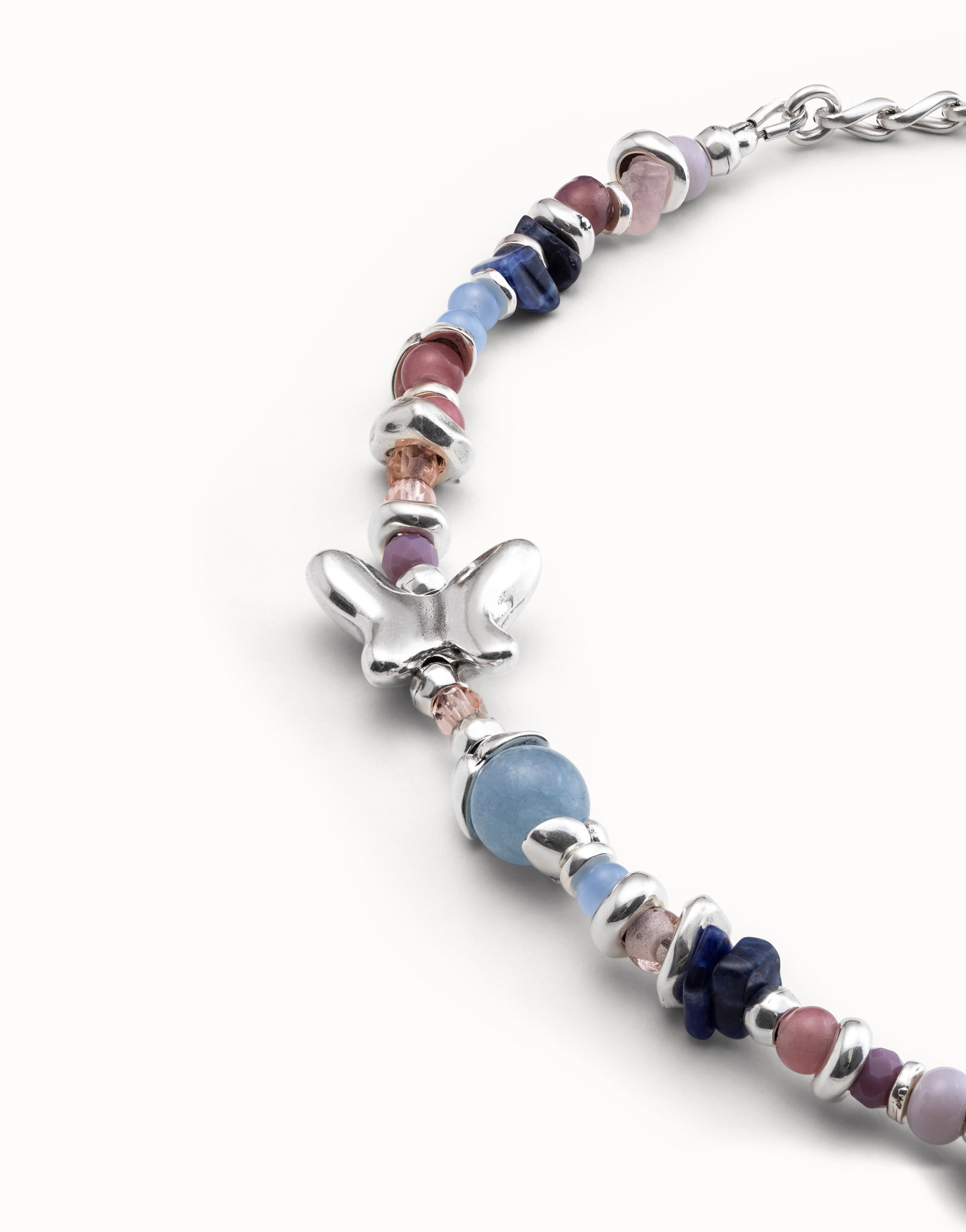 Bracelet plaqué argent avec cristaux artisanaux multicolores, Argent, large image number null