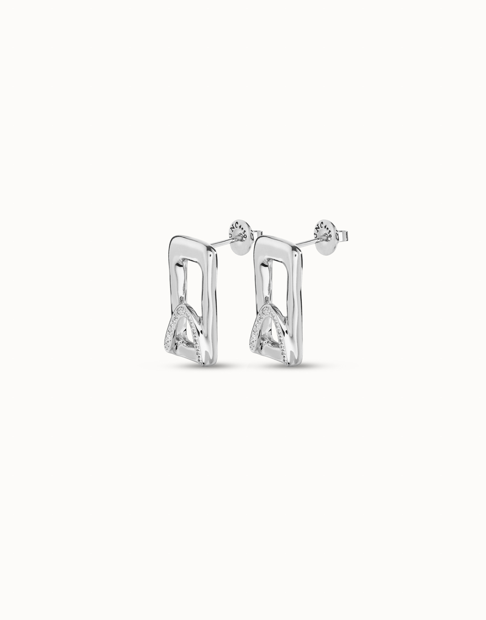 Sterling silver-plated earrings with topaz, Silver, large image number null