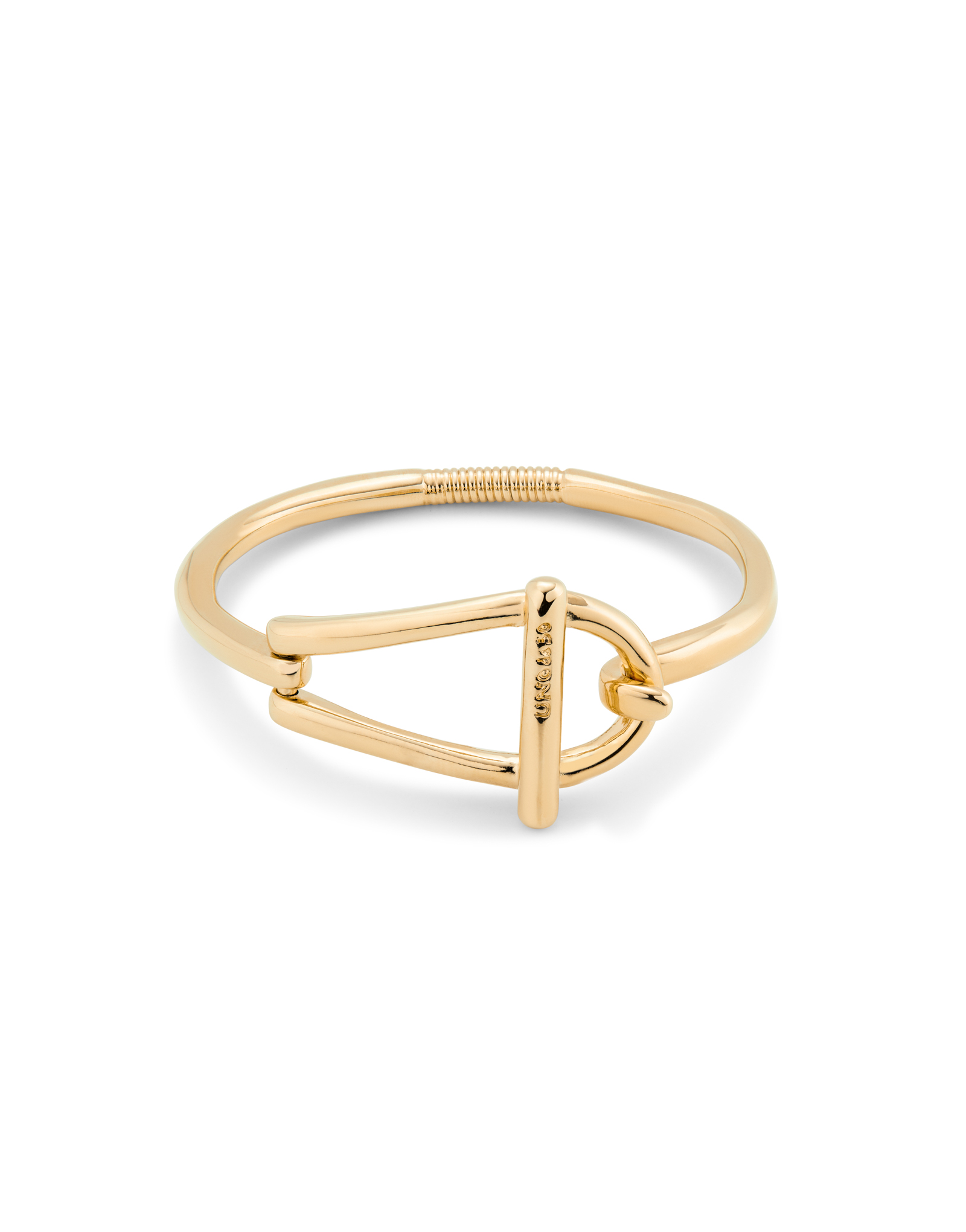 Rigid 18K gold-plated bracelet with medium sized link and inner spring, Golden, large image number null