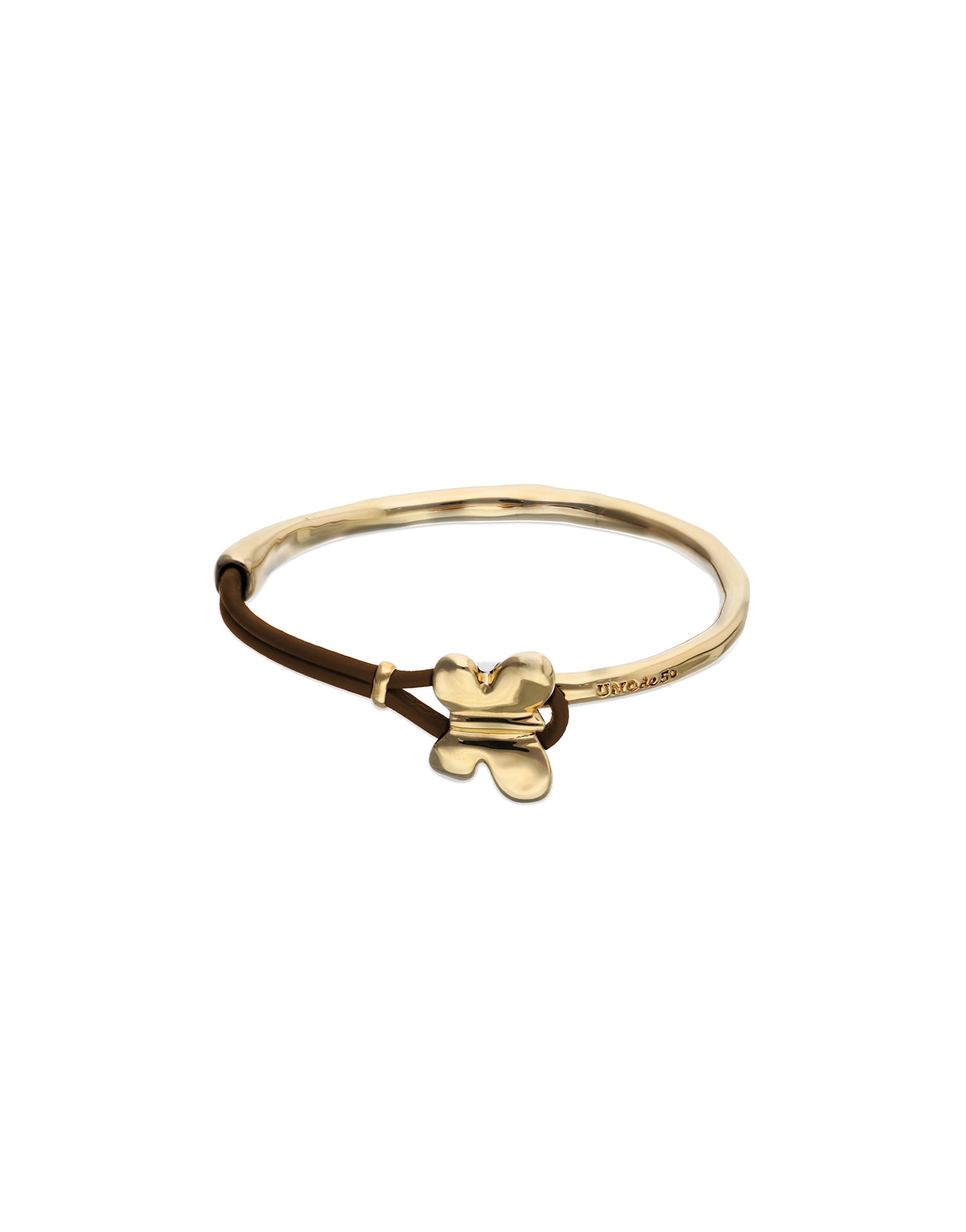 Brown leather bracelet with butterfly ornament