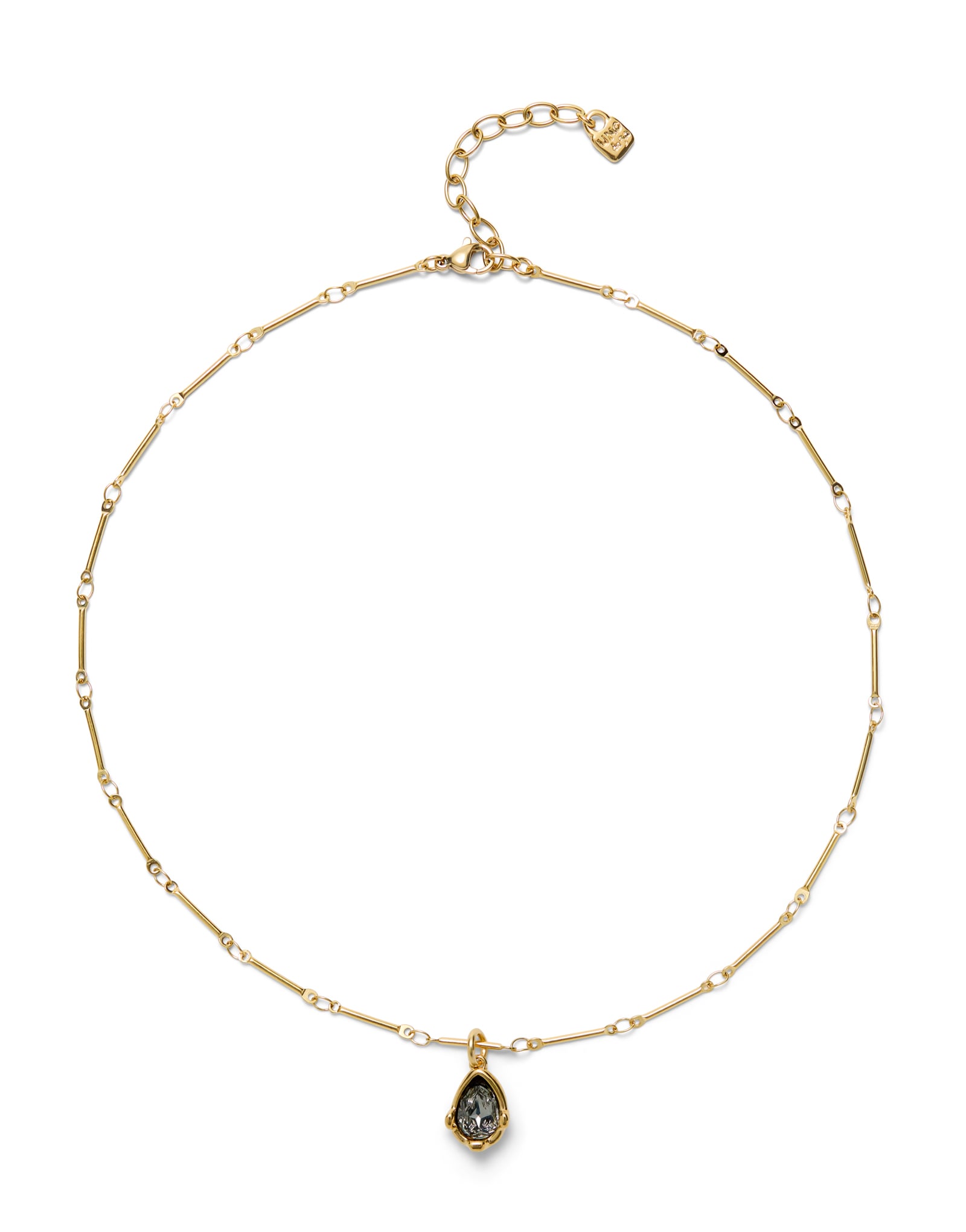 Necklace with a grey drop-shaped faceted crystal