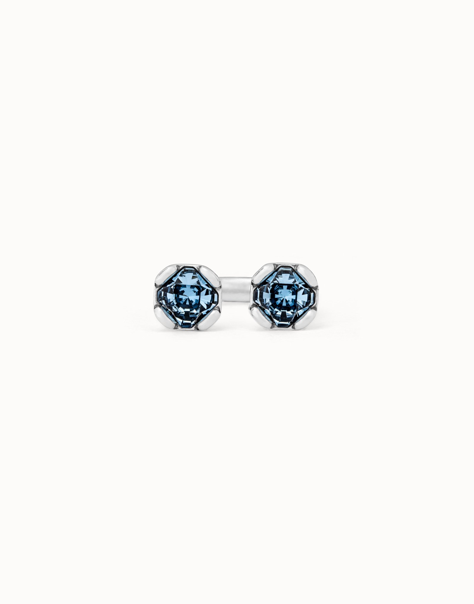 Anello placcato argento Sterling con due cristalli blu opposti, Argent, large image number null