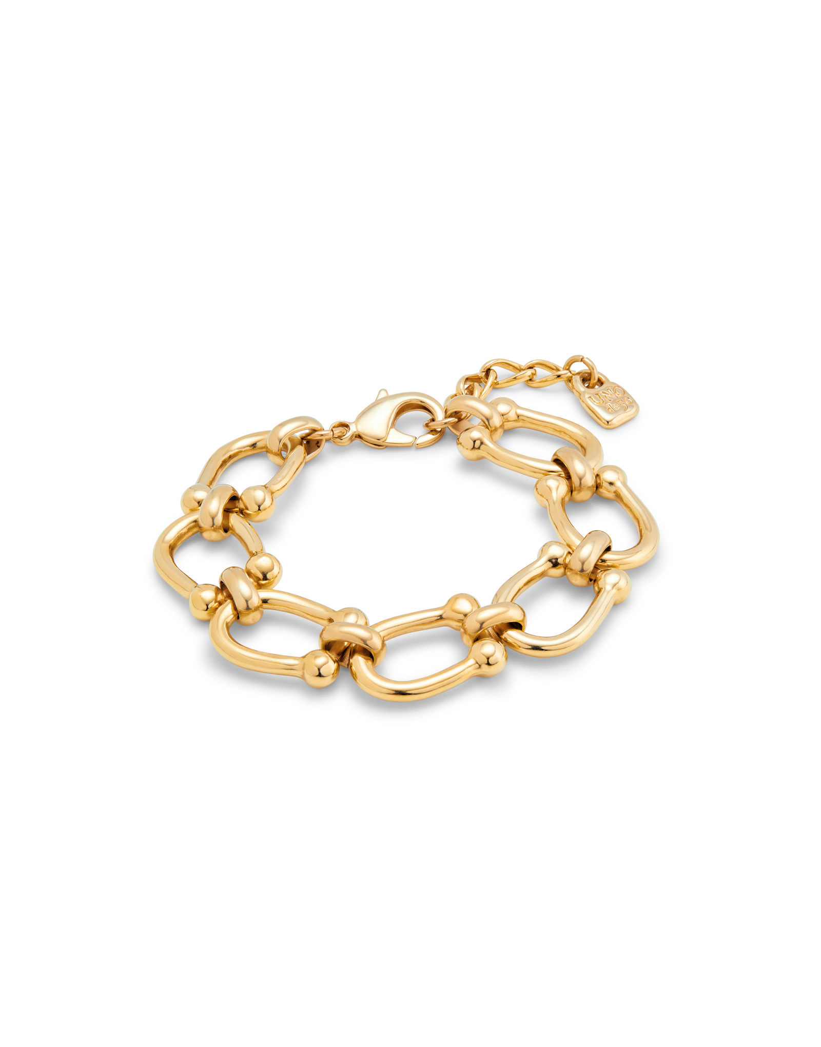 18K gold-plated bracelet with medium sized oval links, Golden, large image number null