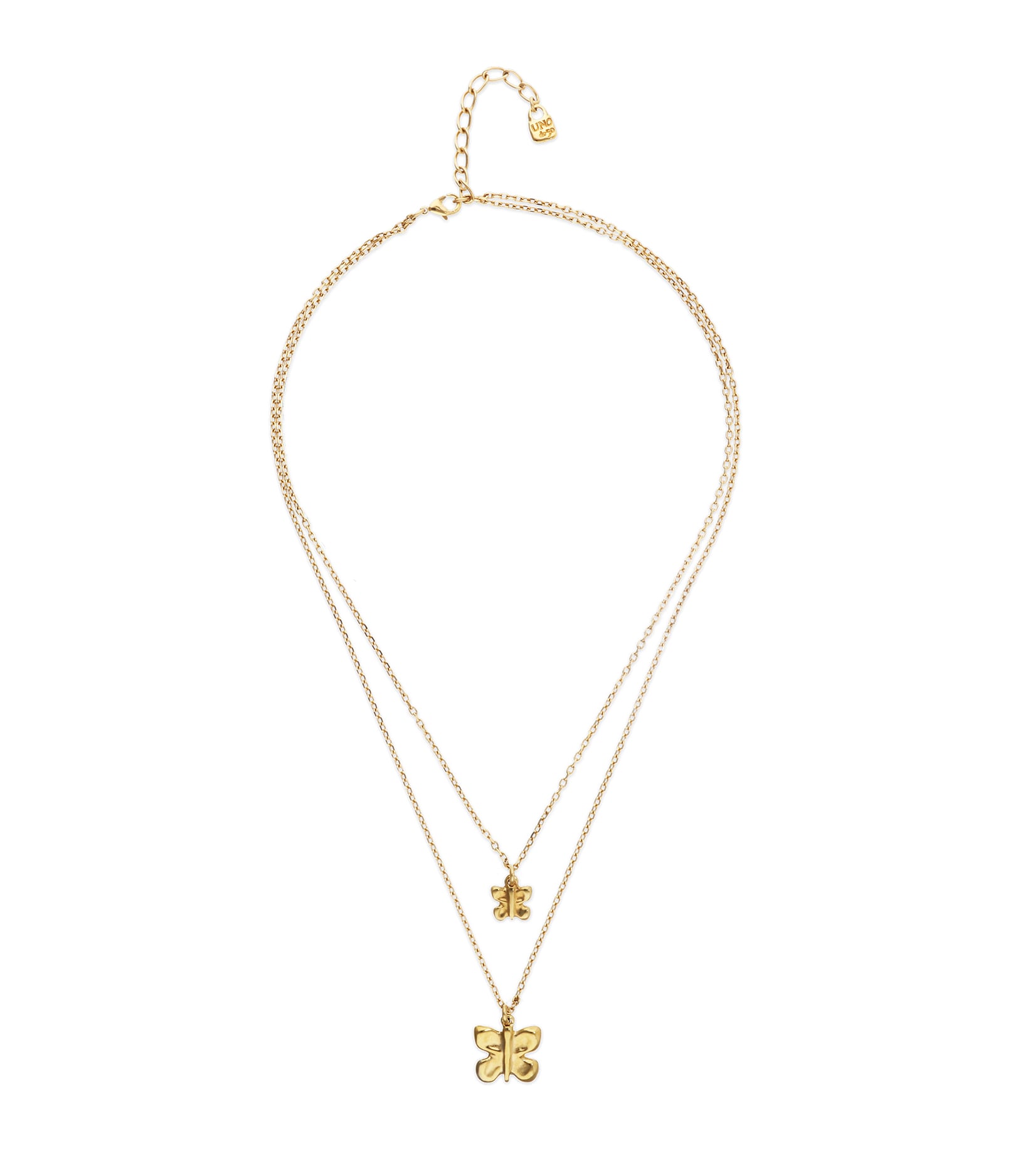 Collar doble con mariposas ba&ntilde;ado en oro 18k