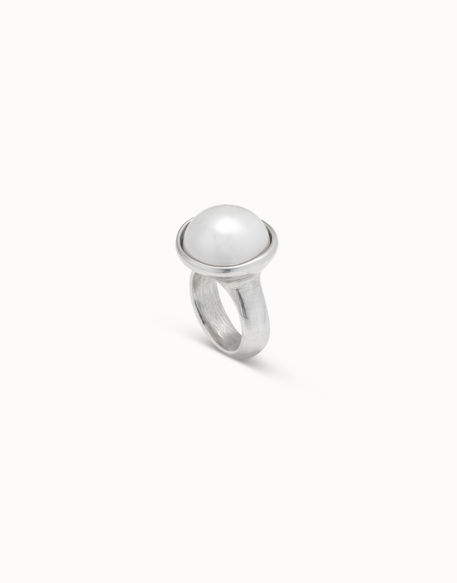 Sterling silver-plated ring with pearl, Silver, large image number null