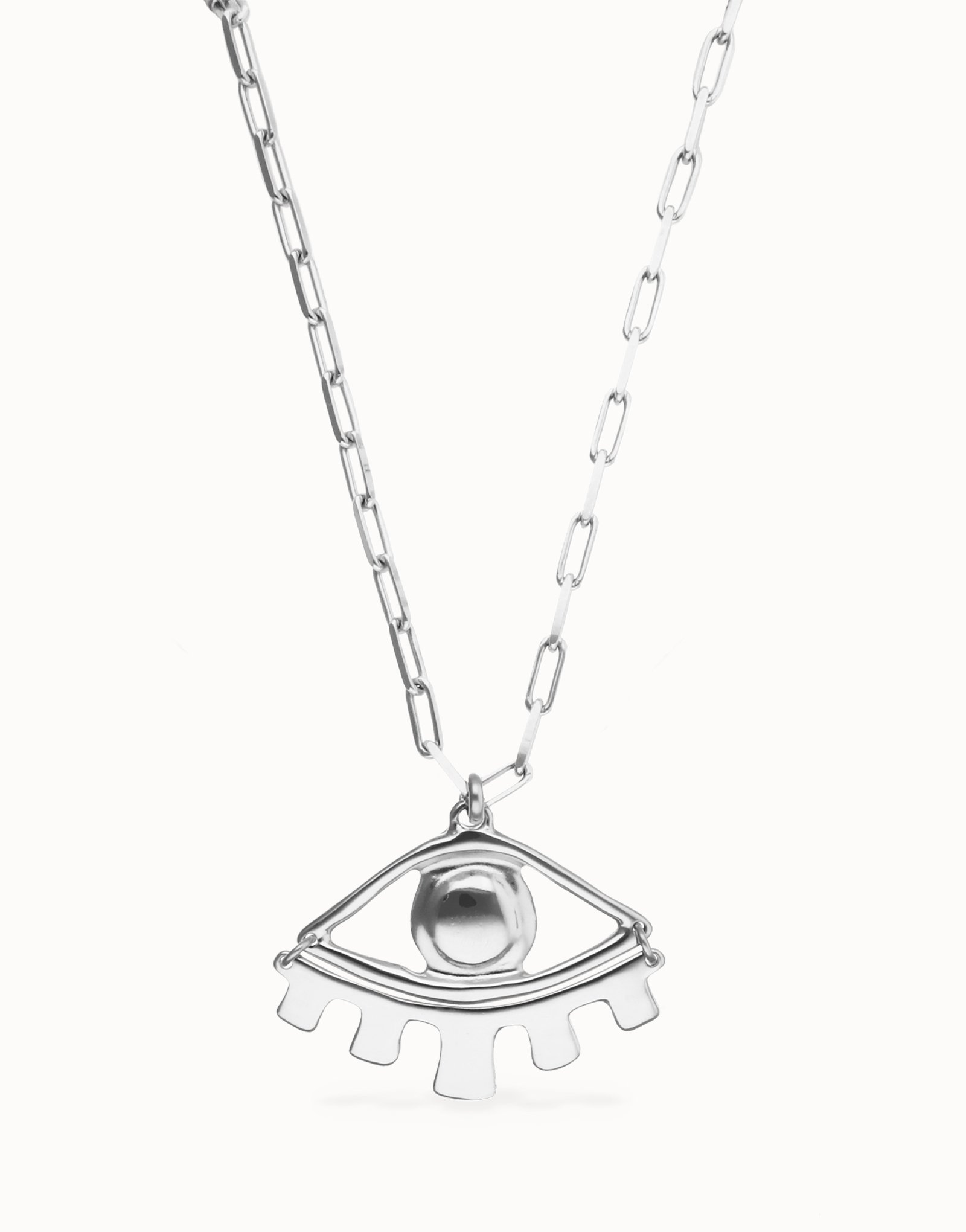 Collar largo bañado en plata de ley con ojo grande, Argent, large thumbnail