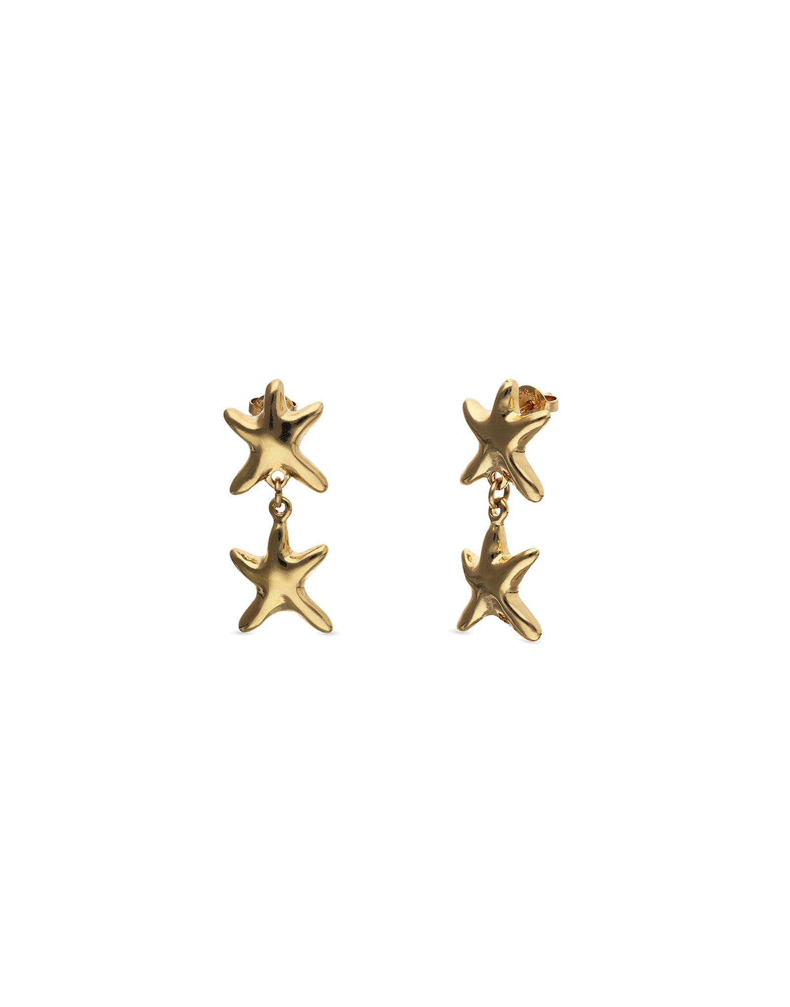Long earrings with 2 starfishes