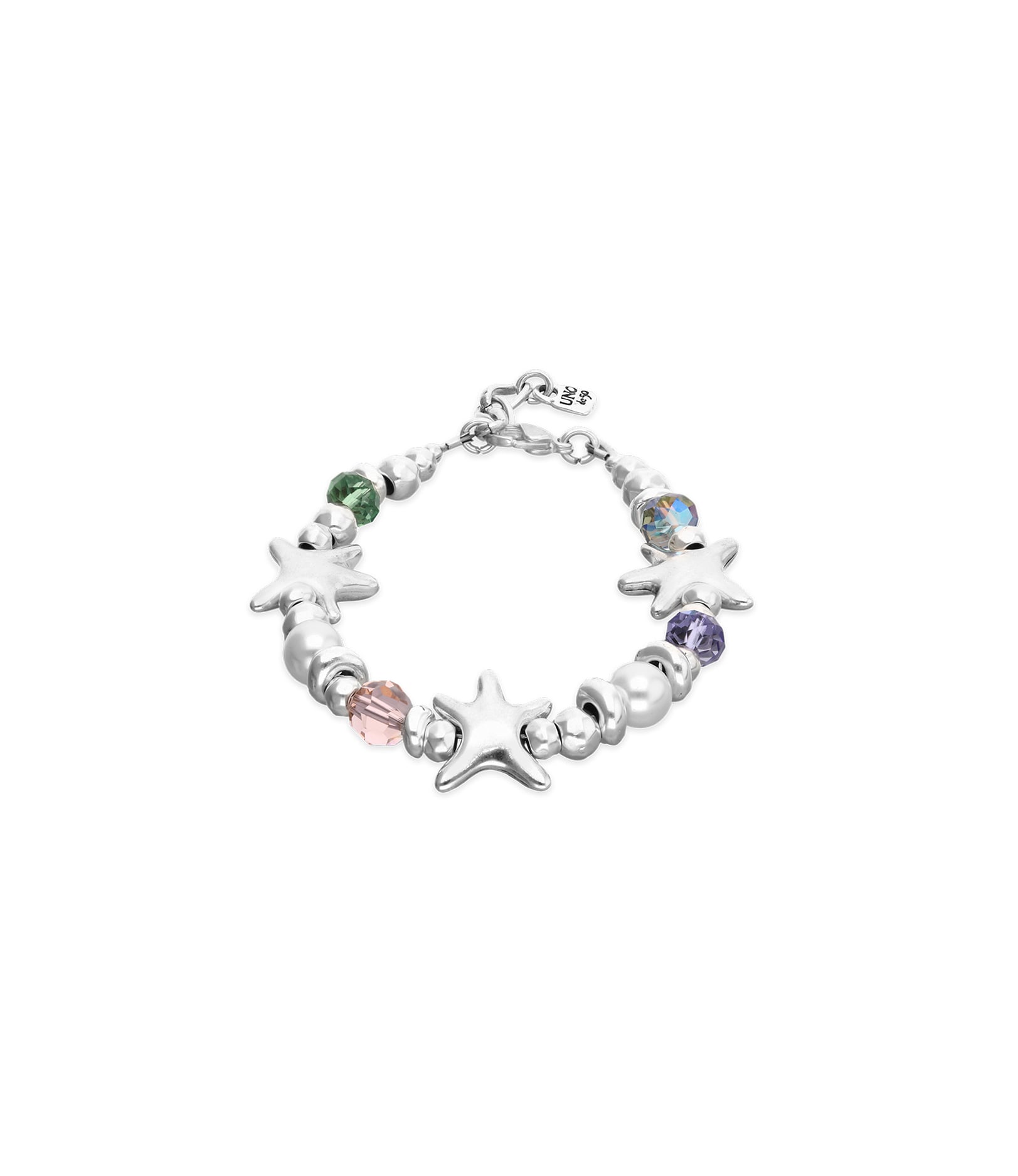 Elastic bracelet with multicolored crystals and starfish