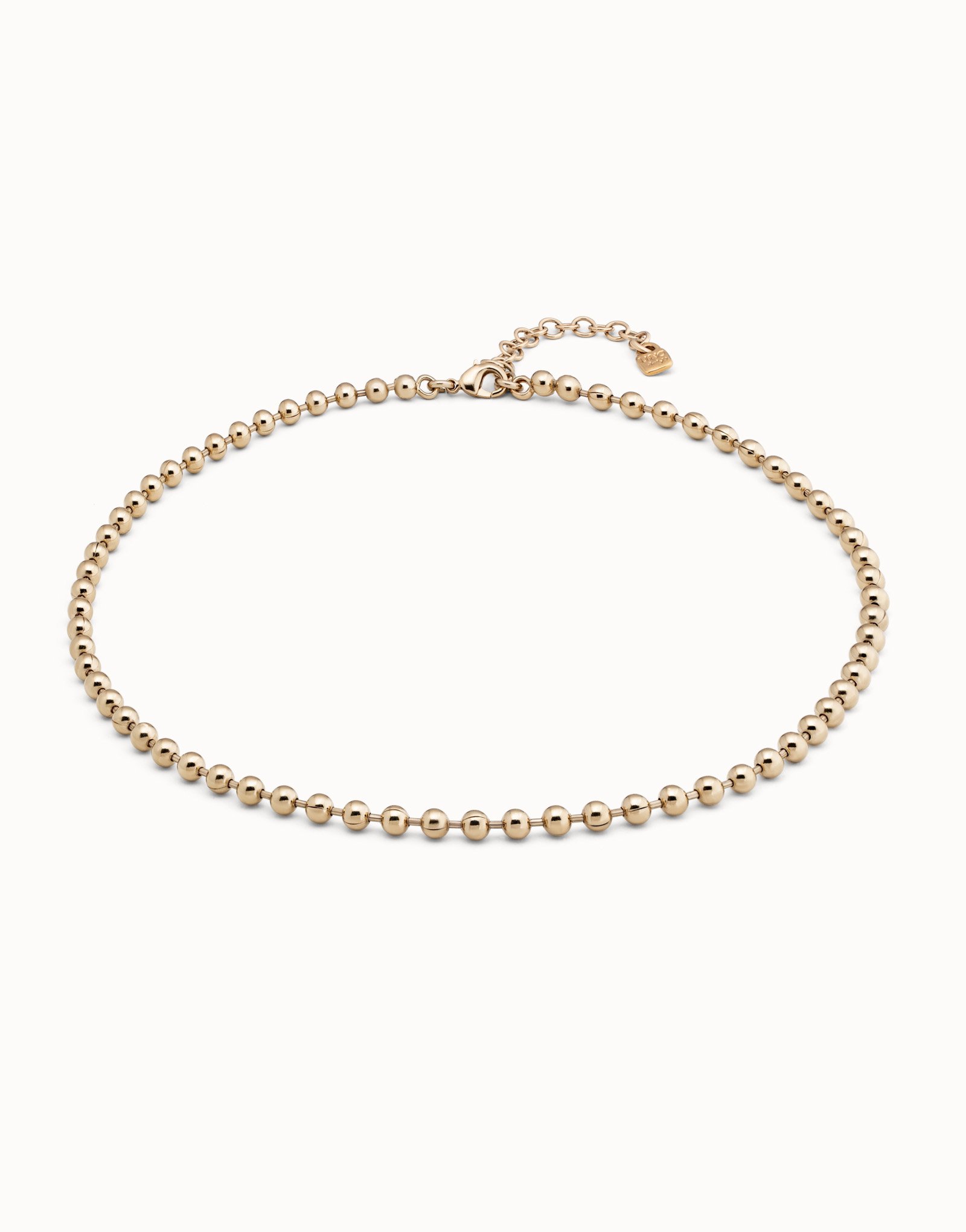 Sterling silver-plated chain with beads, carabiner clasp and extension chain, Golden, large image number null