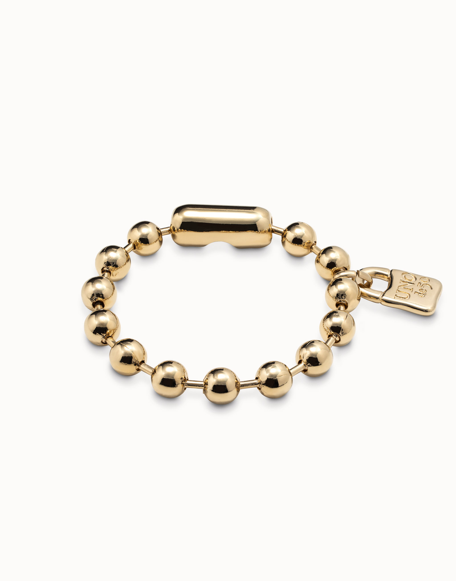 18K gold-plated bracelet with beads, Golden, large image number null