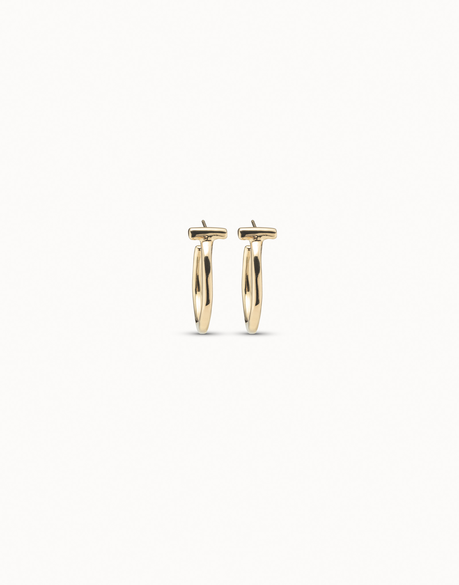 18K gold-plated round earrings, Golden, large image number null