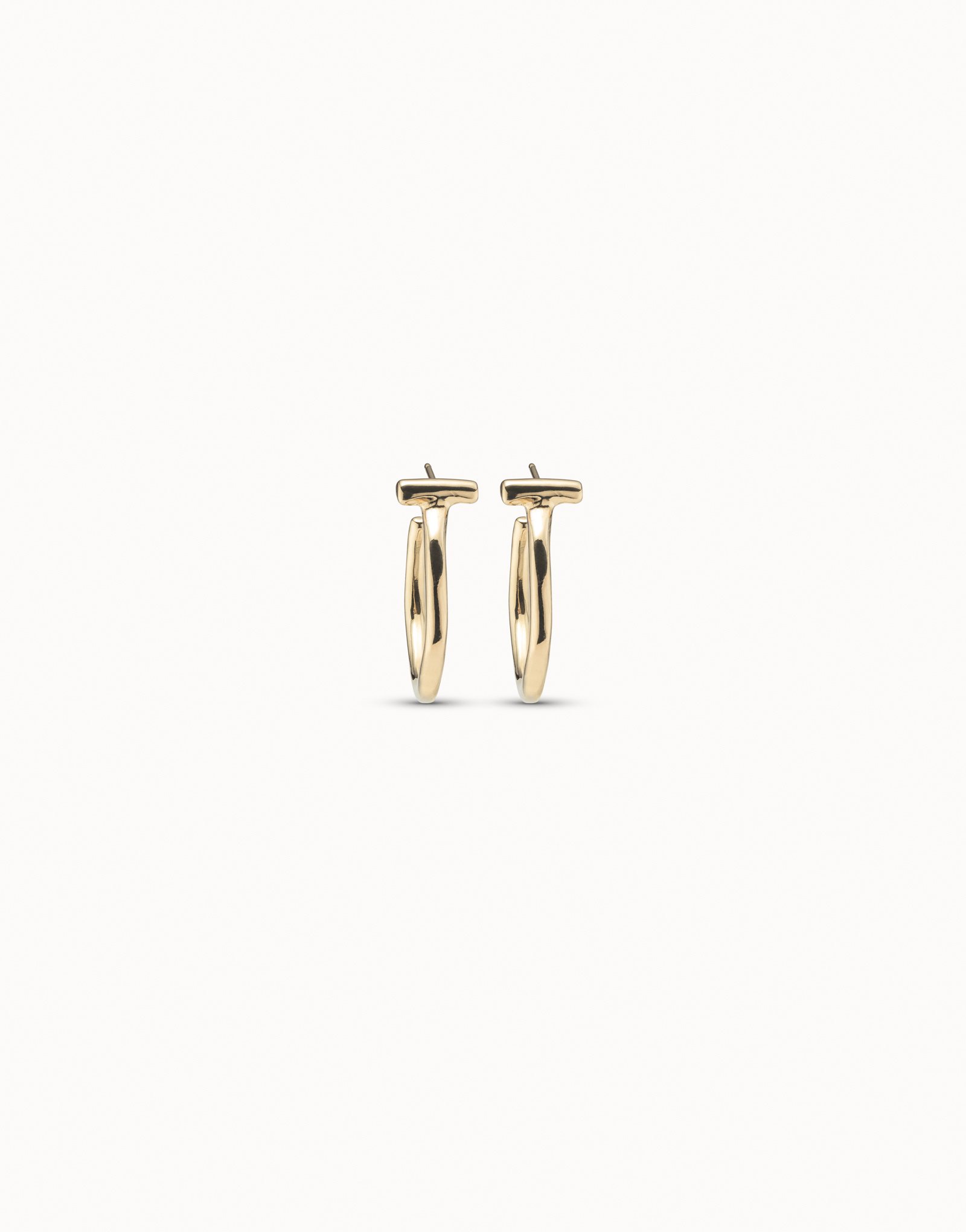 18K gold-plated round earrings, Golden, large image number null