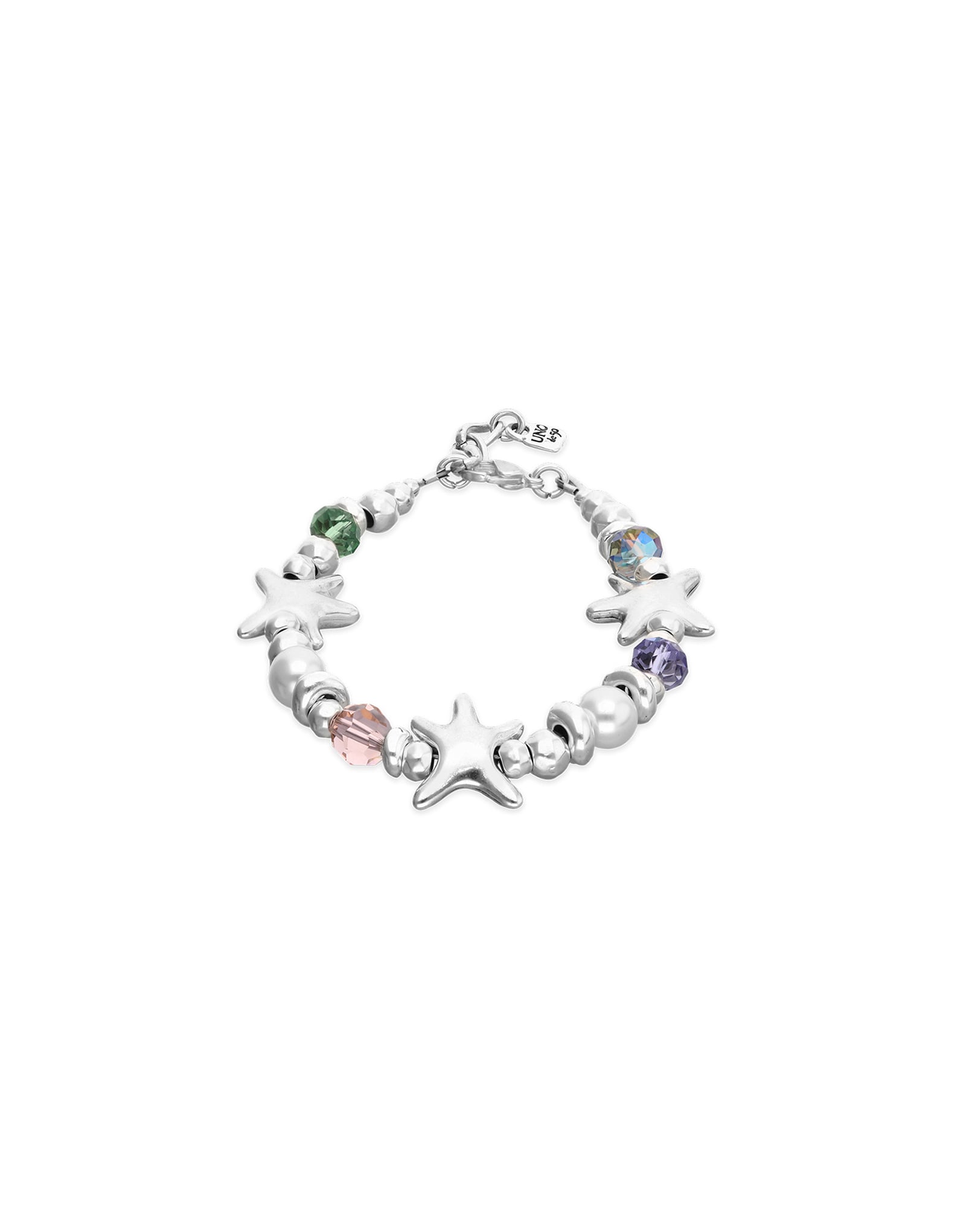 Elastic bracelet with multicolored crystals and starfish
