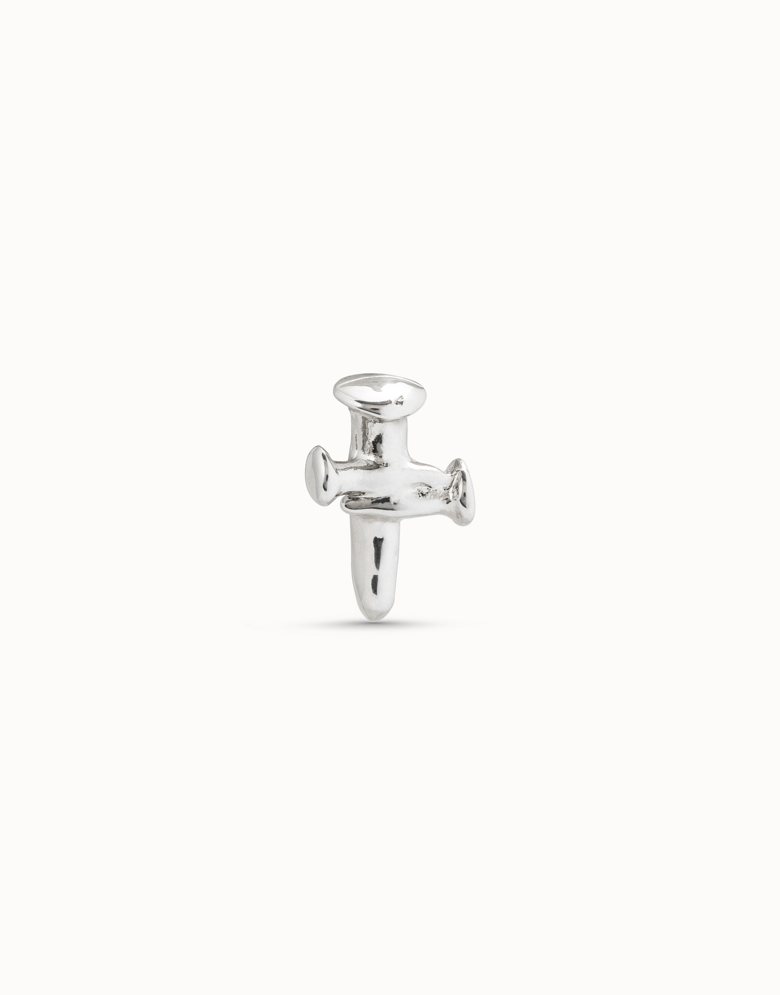 Sterling silver-plated cross shaped piercing, Silver, large image number null