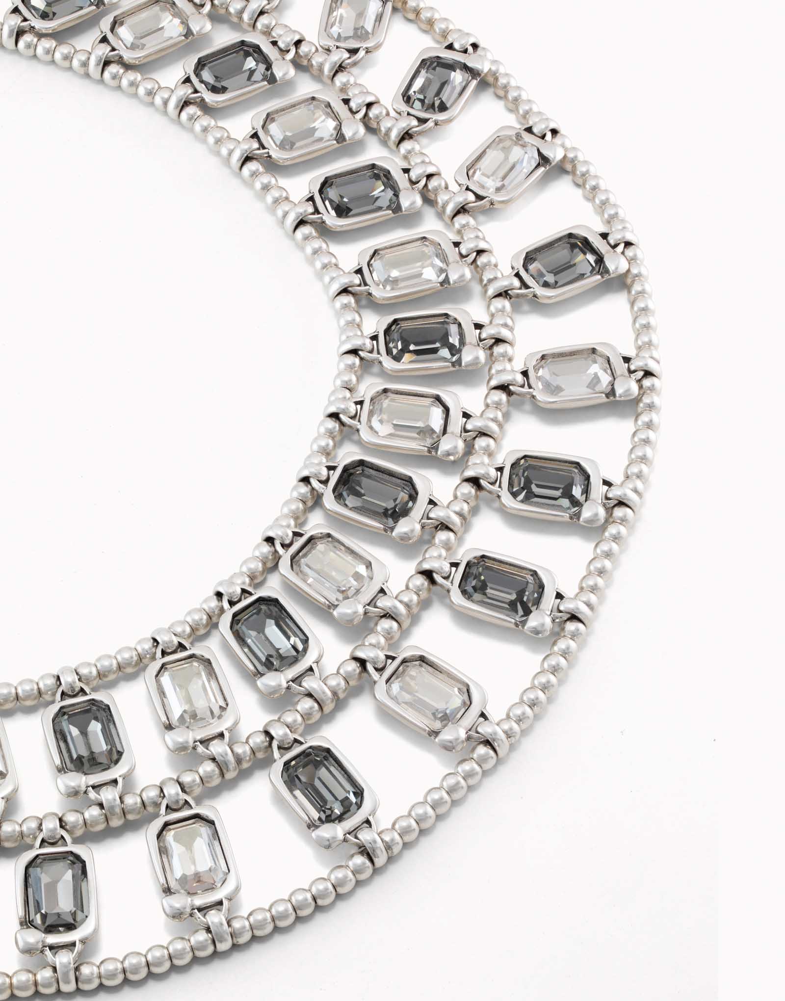 Long sterling silver-plated necklace with crystal, , large image number null