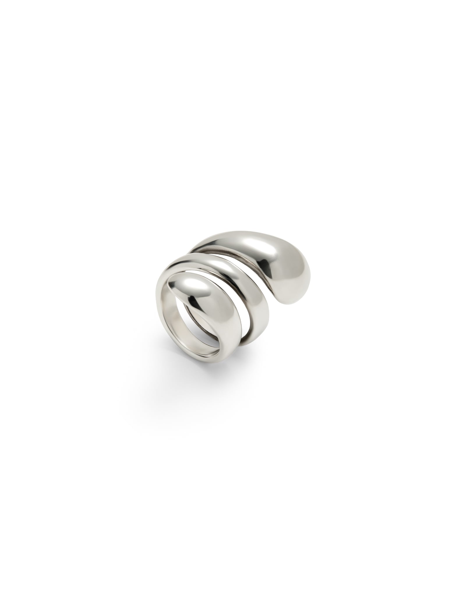 Anillo ba&ntilde;ado en plata en espiral