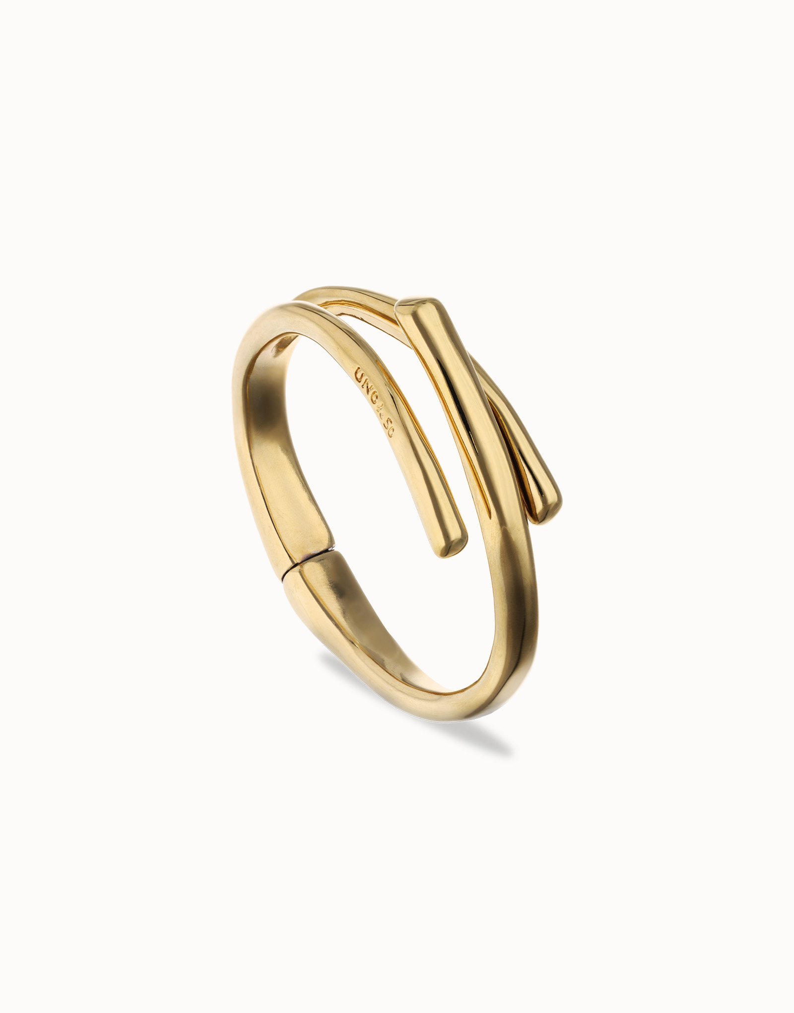 Pulsera r&iacute;gida ba&ntilde;ada en oro 18k con tres formas org&aacute;nicas entrelazadas, Dorado, large thumbnail