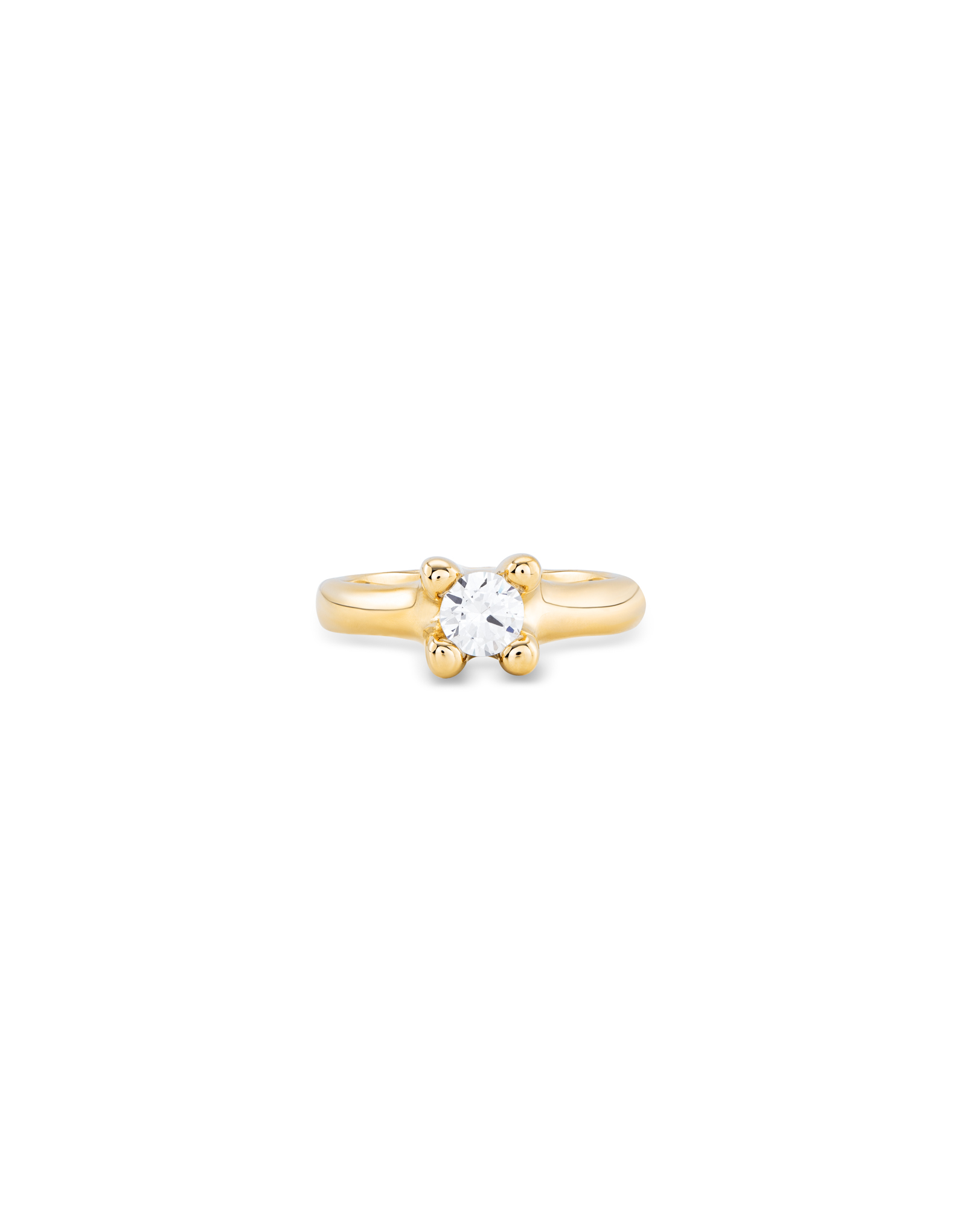 18K gold-plated ring with white cubic zirconia, Golden, large image number null