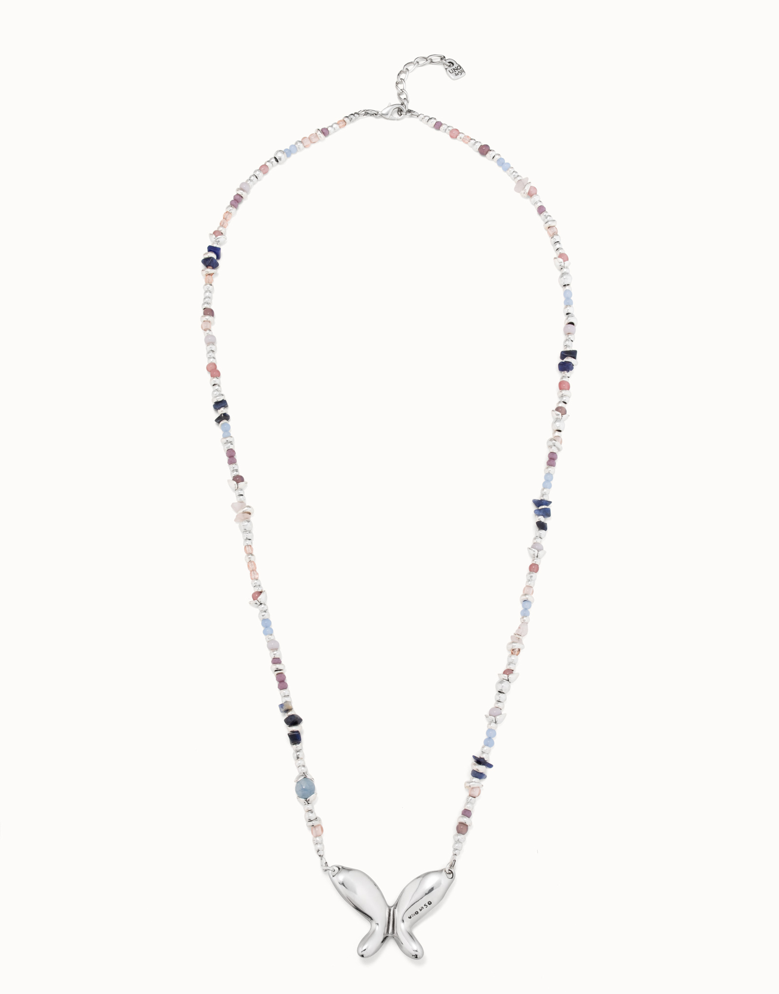 Collier plaqué argent avec cristaux artisanaux multicolores, Argent, large image number null