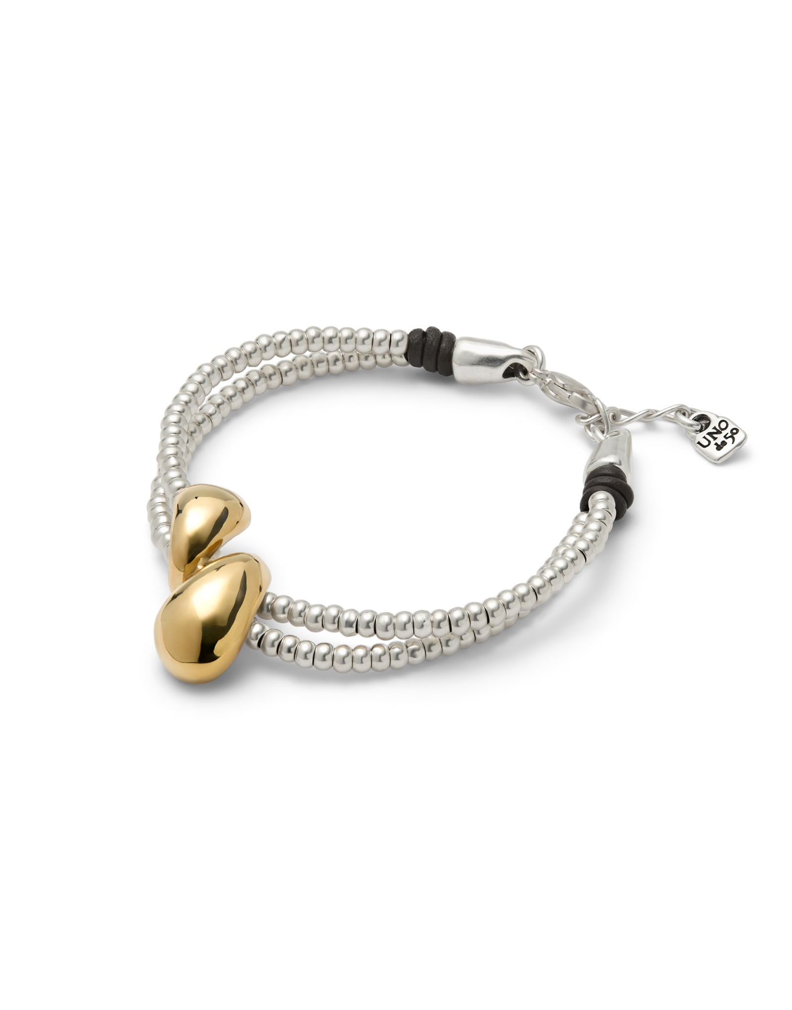 Double-strand bracelet with lobster clasp and two drops