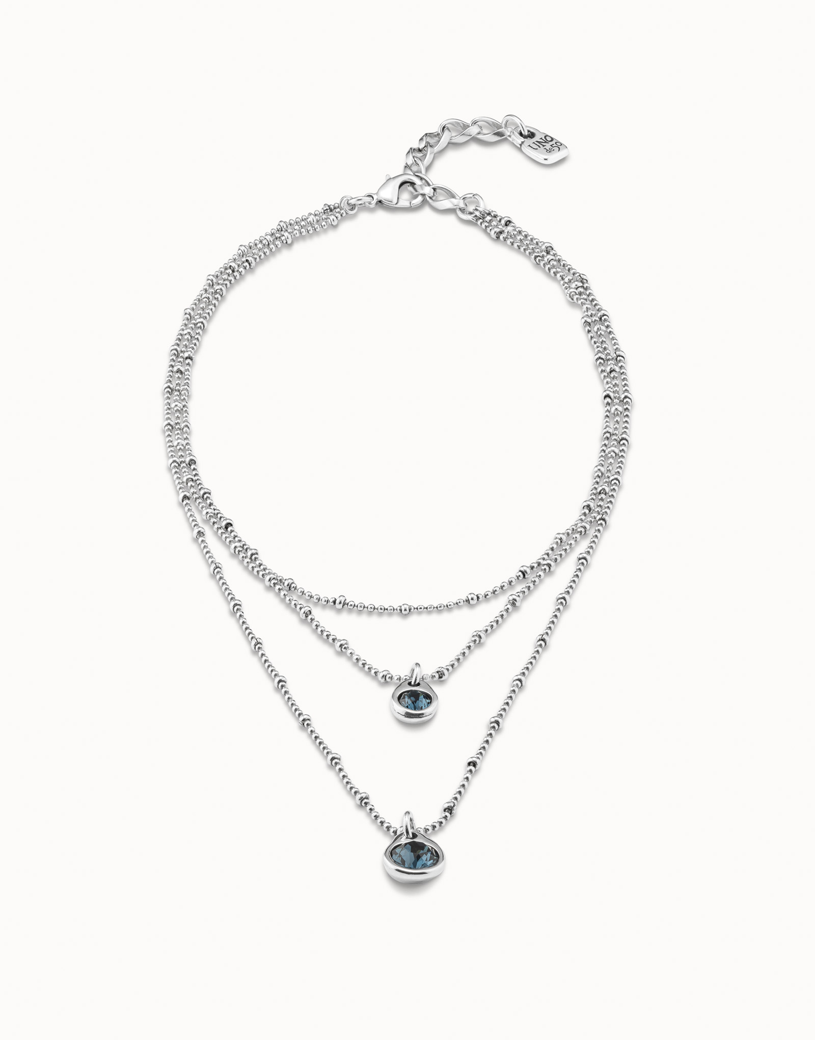 Sterling silver-plated triple midi pendant with crystals, Silver, large image number null