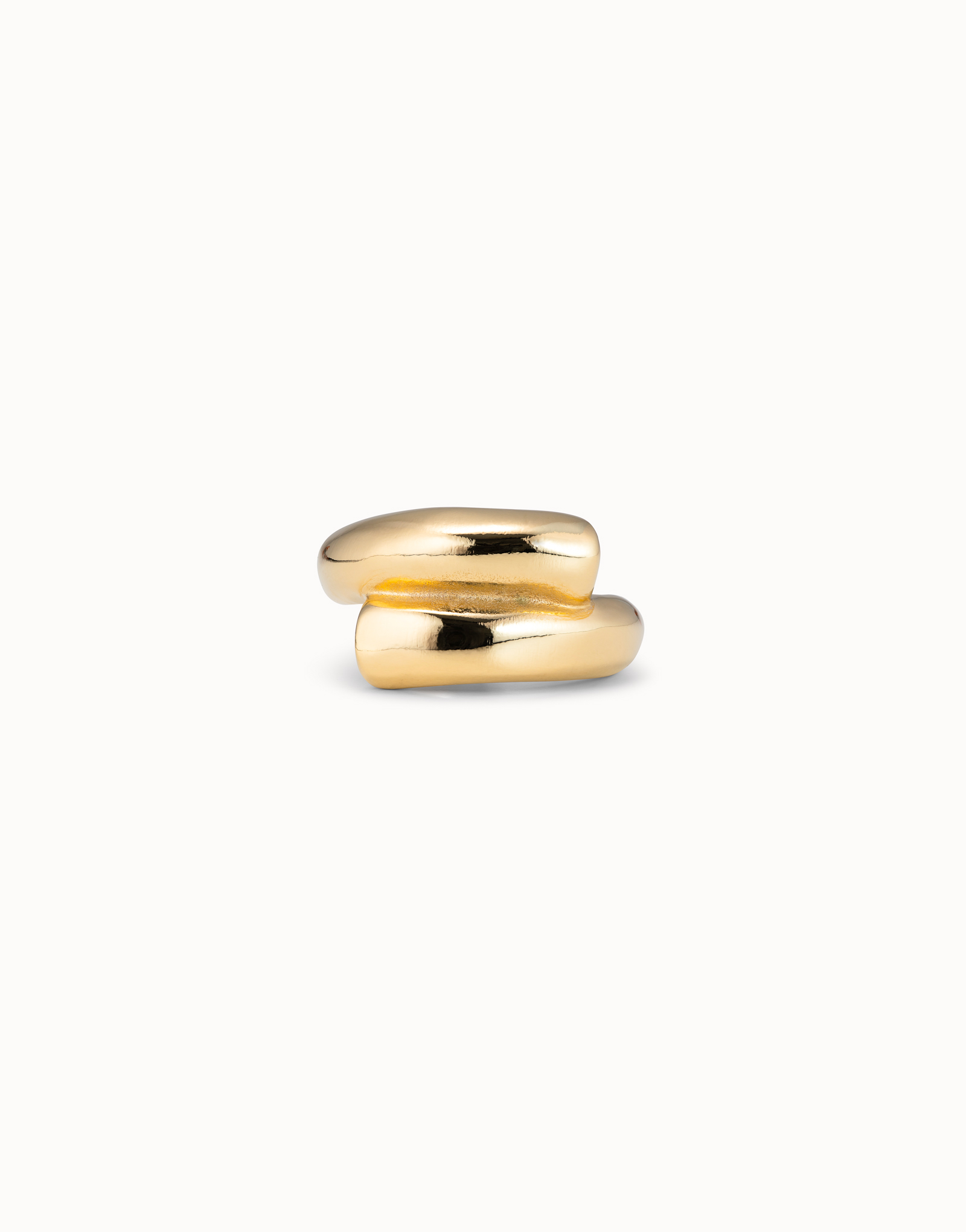 18K gold-plated tubular shaped ring closed in the middle, Golden, large image number null