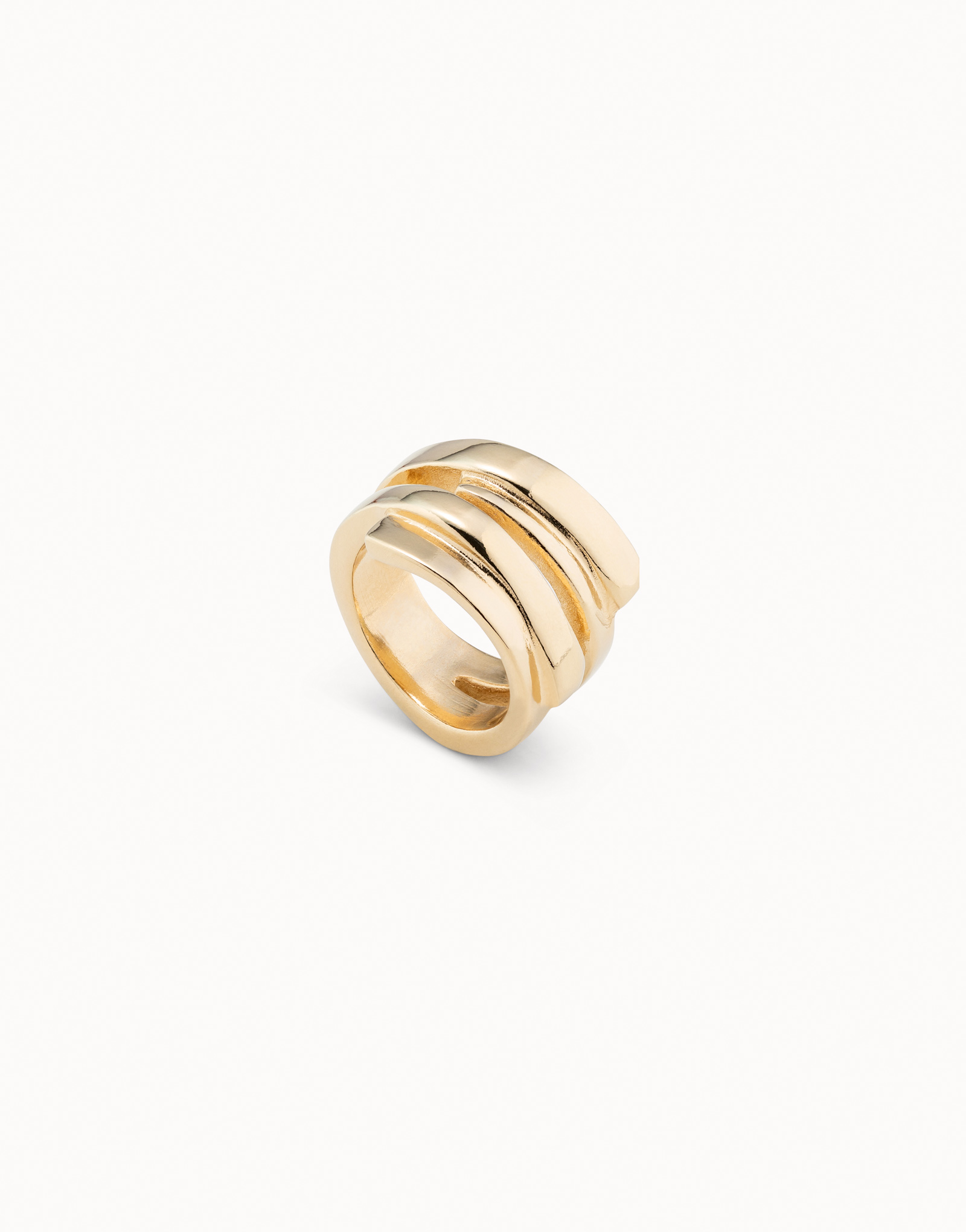 18K gold-plated irregular ring, Golden, large image number null