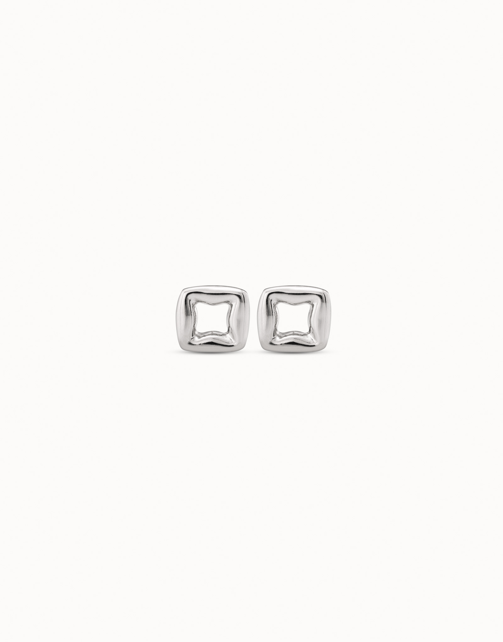 Sterling silver-plated small link shaped earrings, Silver, large image number null