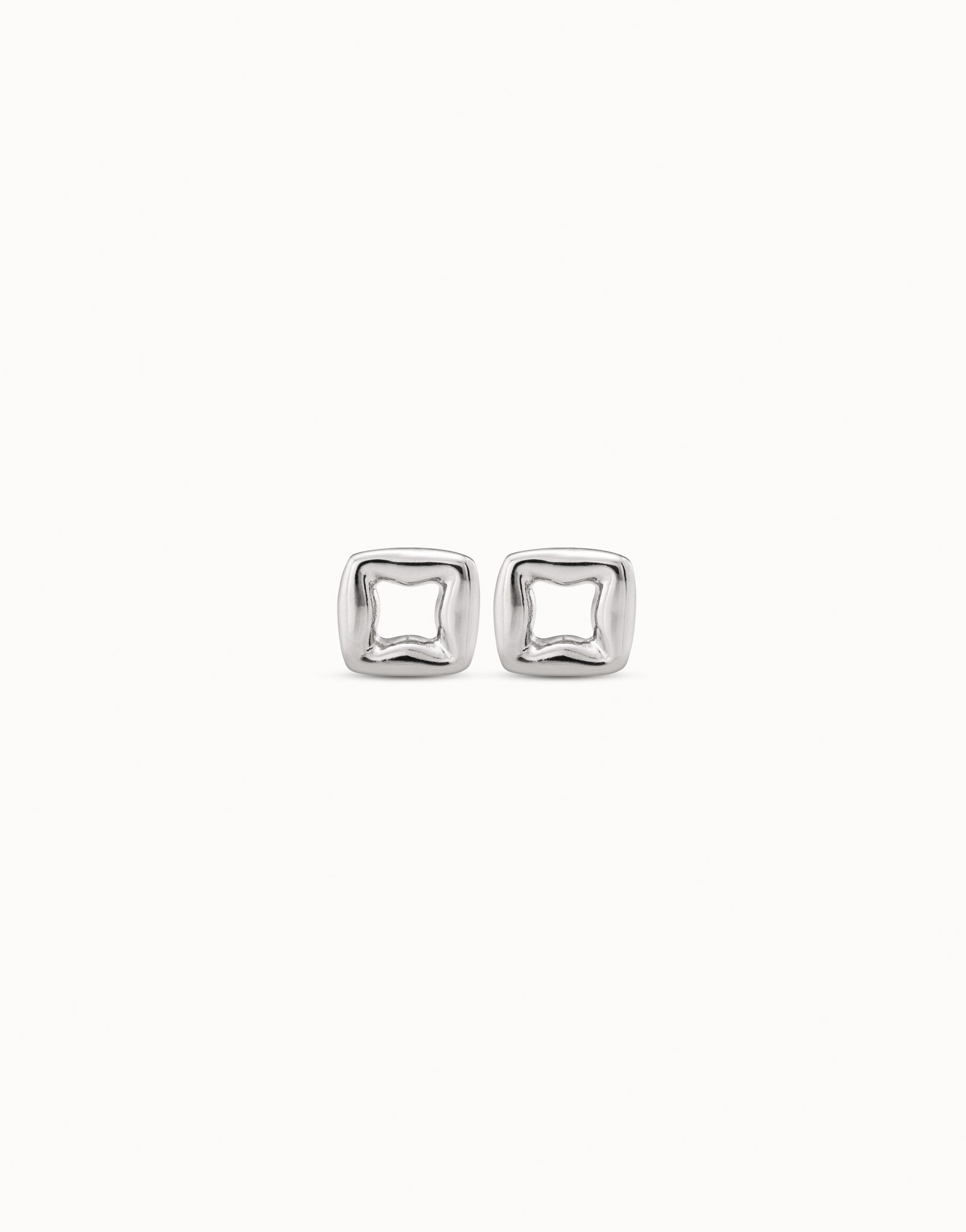 Sterling silver-plated small link shaped earrings, Silver, large image number null