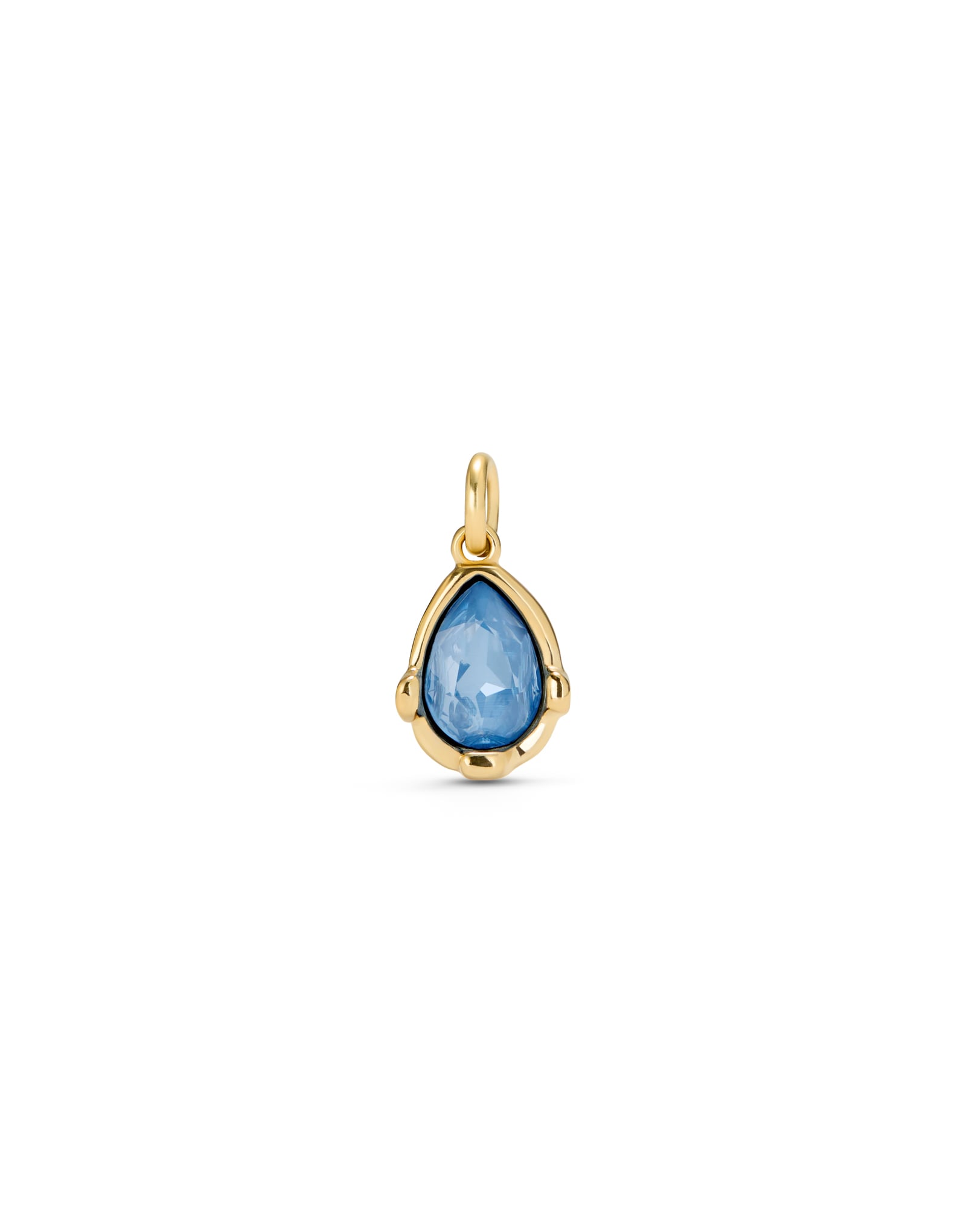 Charm placcato oro 18 carati a forma di goccia con cristallo sfaccettato blu