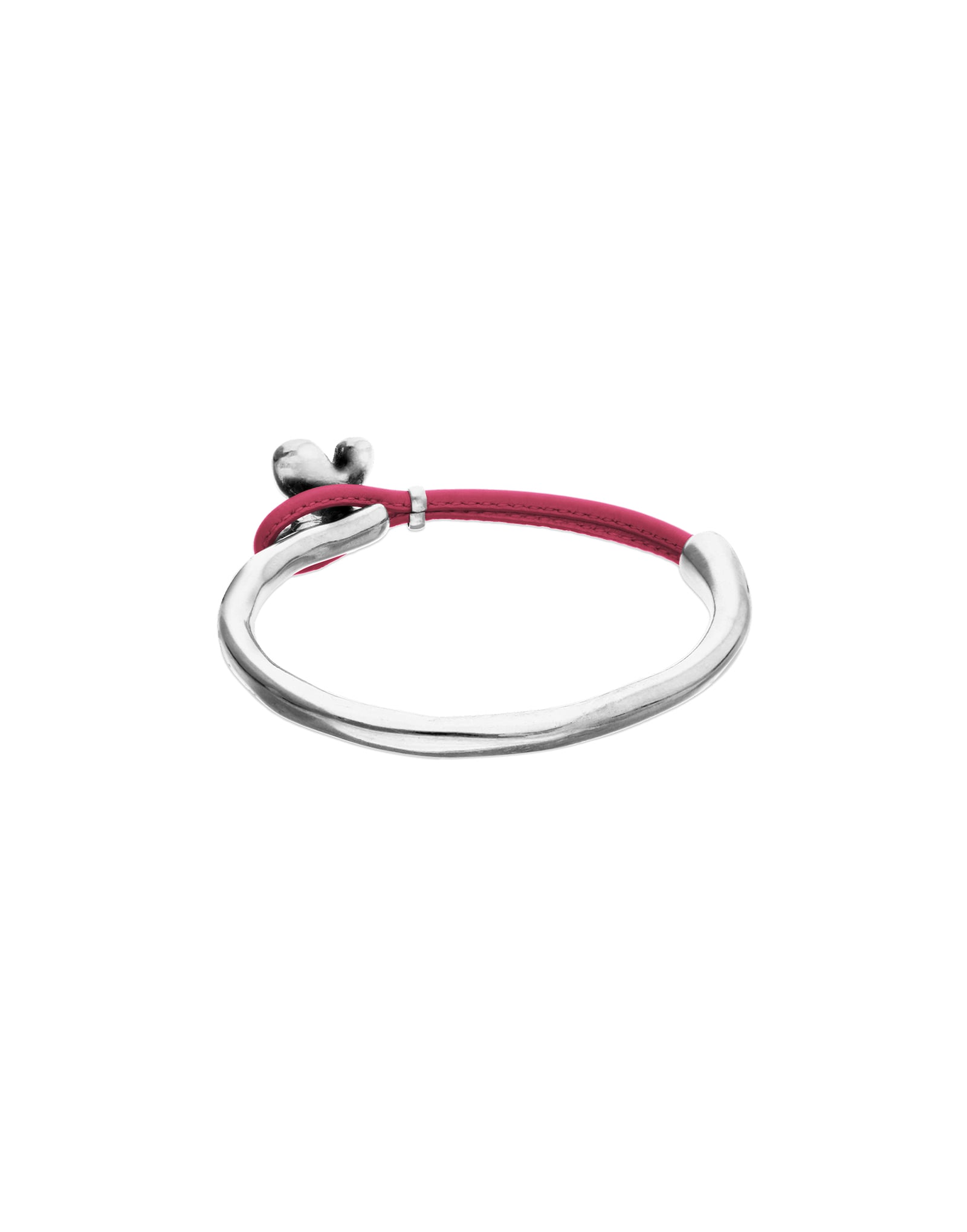 Pink leather bracelet with butterfly ornament