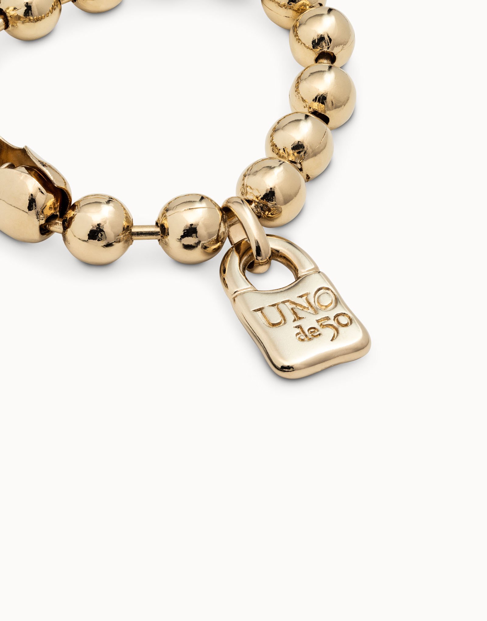 18K gold-plated bracelet with beads, Golden, large image number null