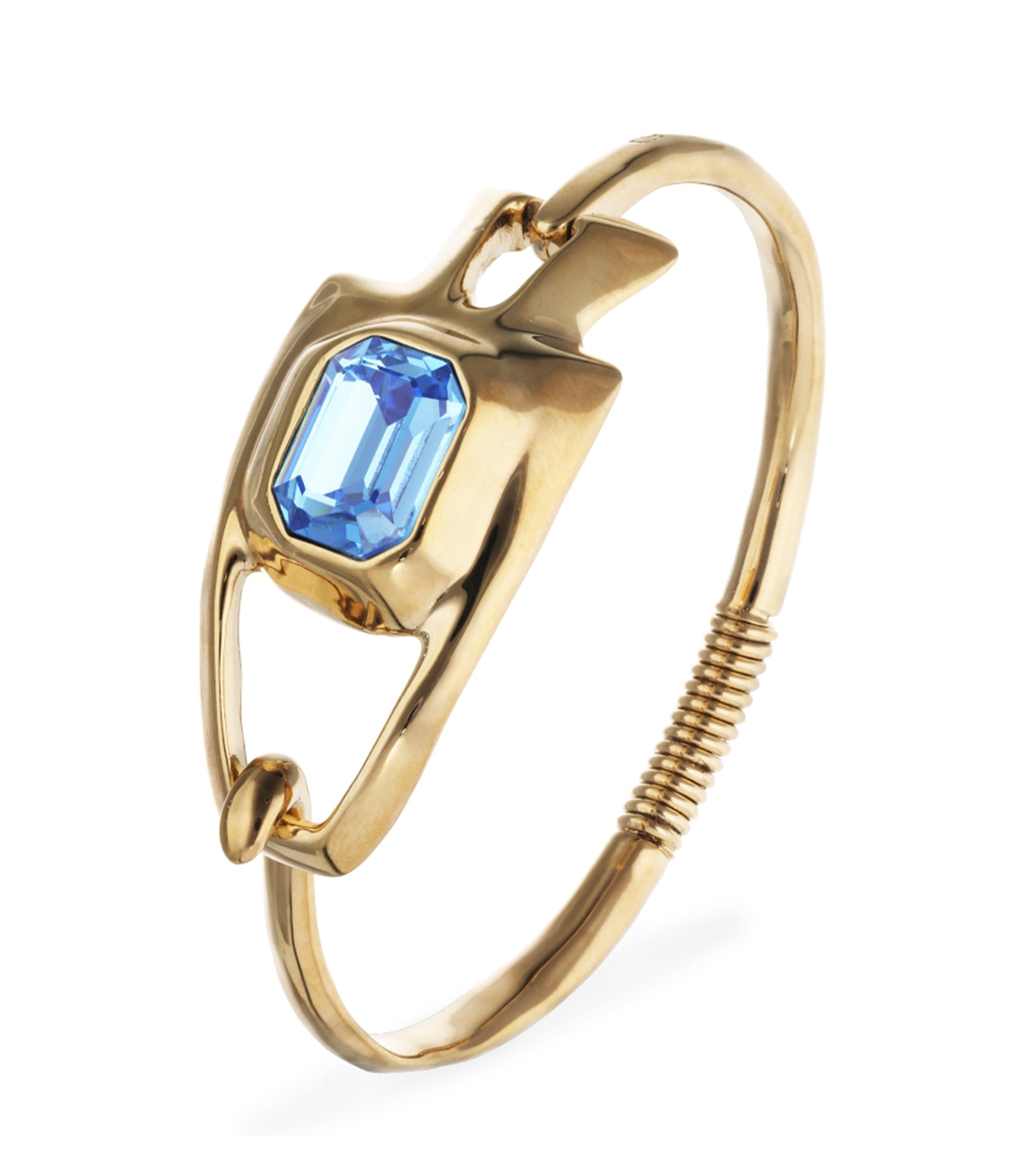 Semi-rigid bracelet with blue faceted crystal