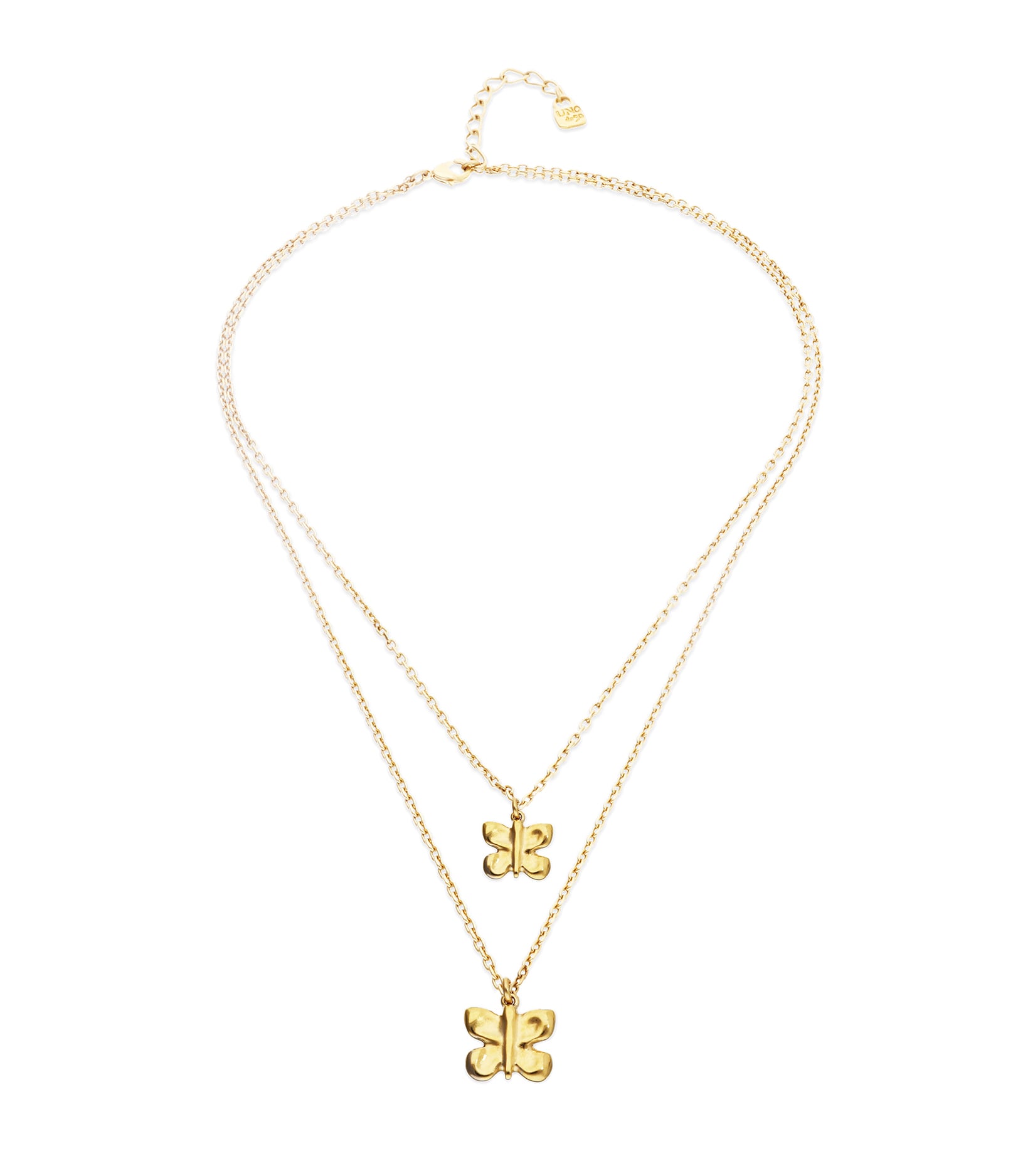 Collar doble con mariposas ba&ntilde;ado en oro 18k