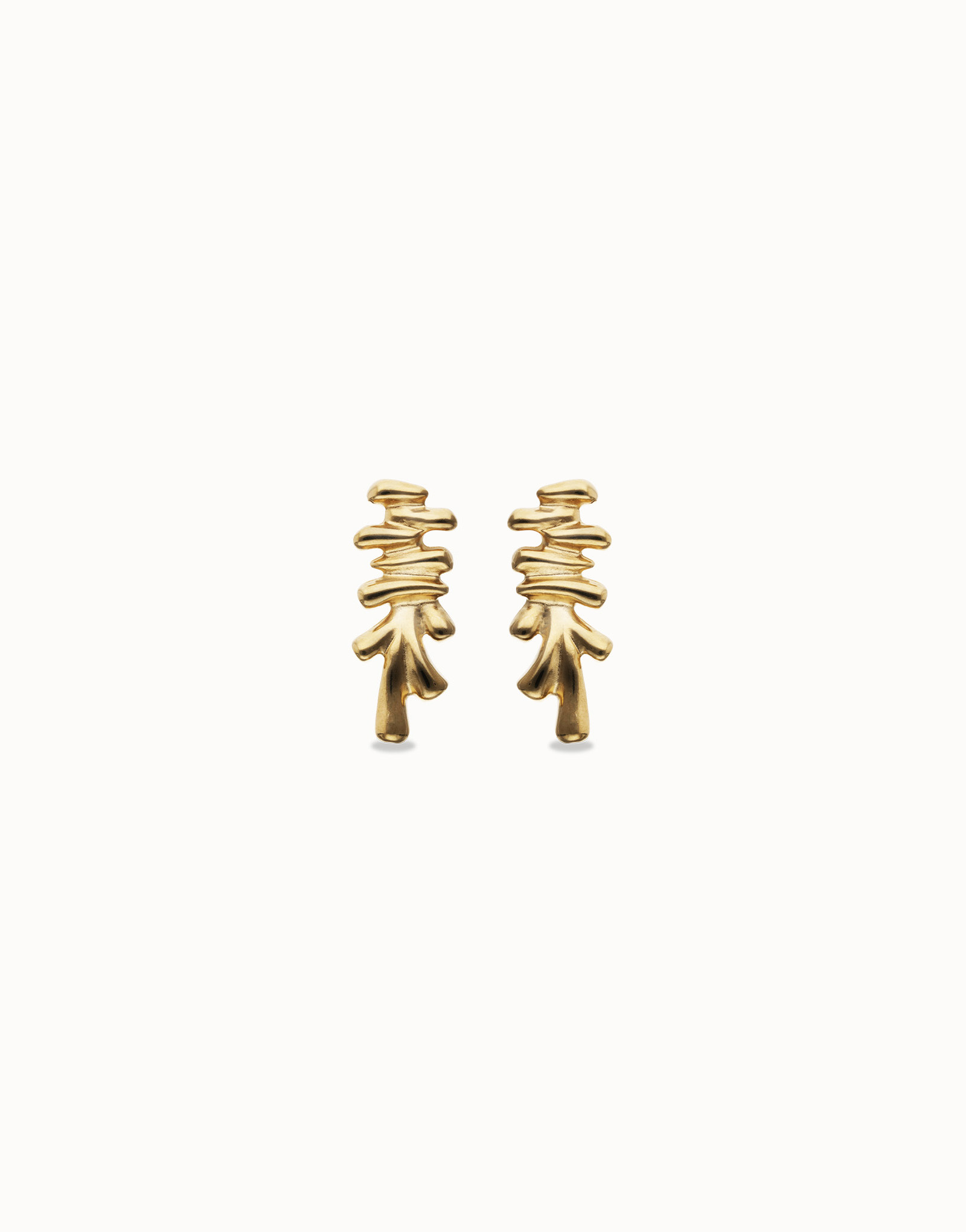Elongated earrings with an irregular shape, Golden, large thumbnail