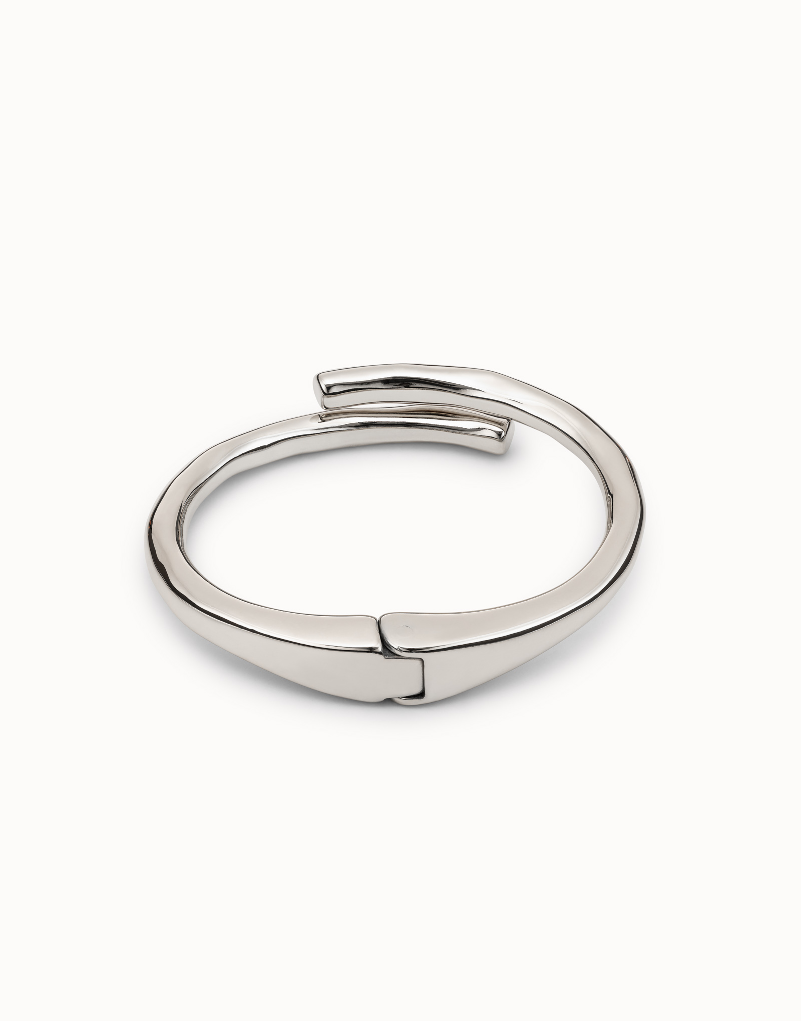 Sterling silver-plated tubular shaped bracelet with hidden spring, Silver, large image number null