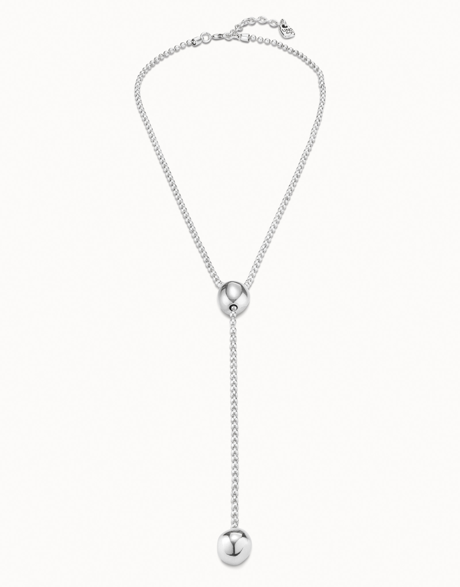 Sterling silver-plated long necklace, Silver, large image number null
