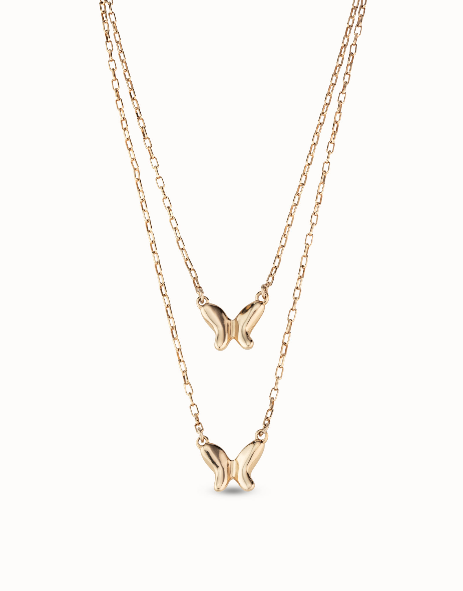 Double 18K gold-plated necklace with links, Golden, large image number null