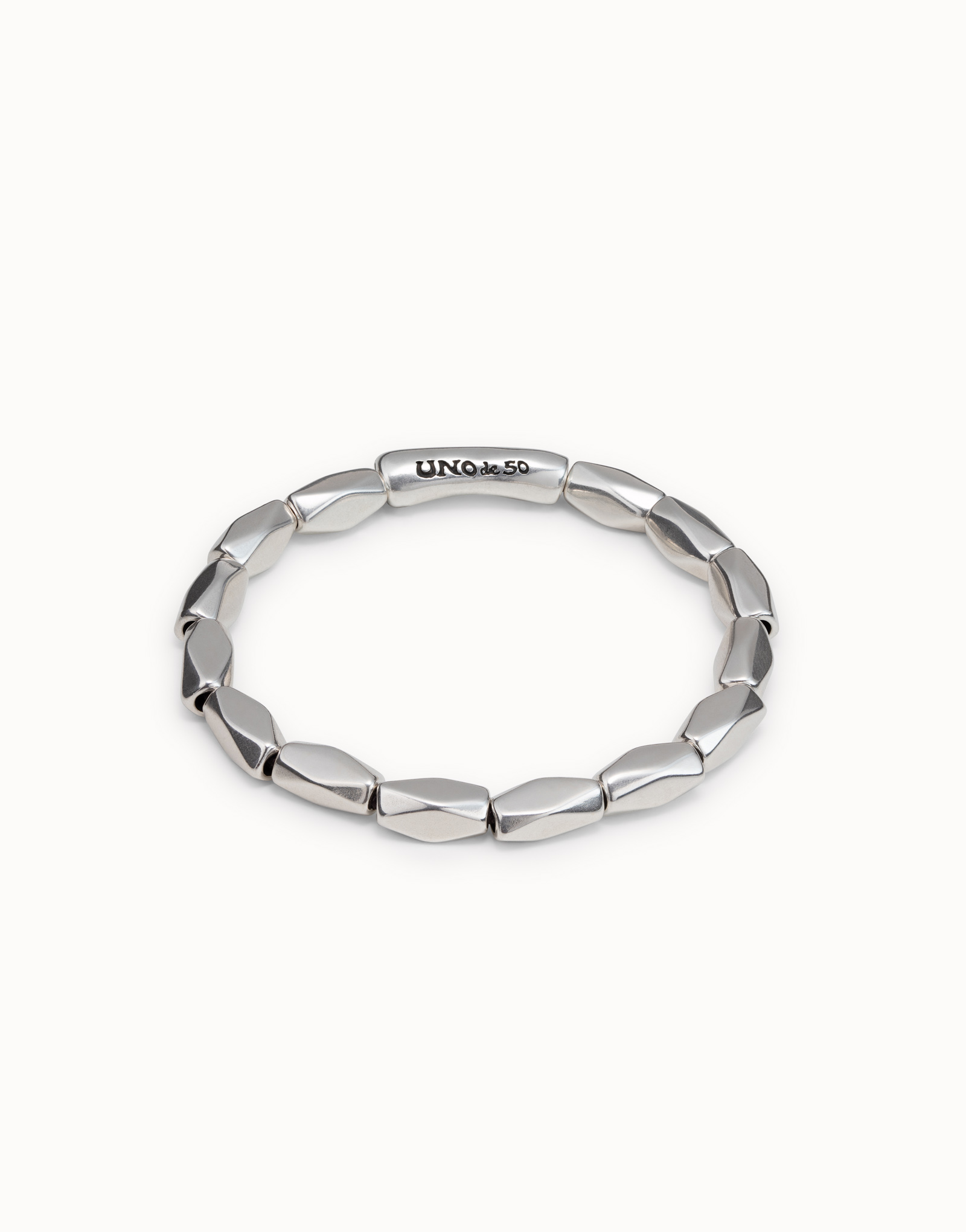 Sterling silver-plated elastic bracelet with diamond shaped pins, , large image number null
