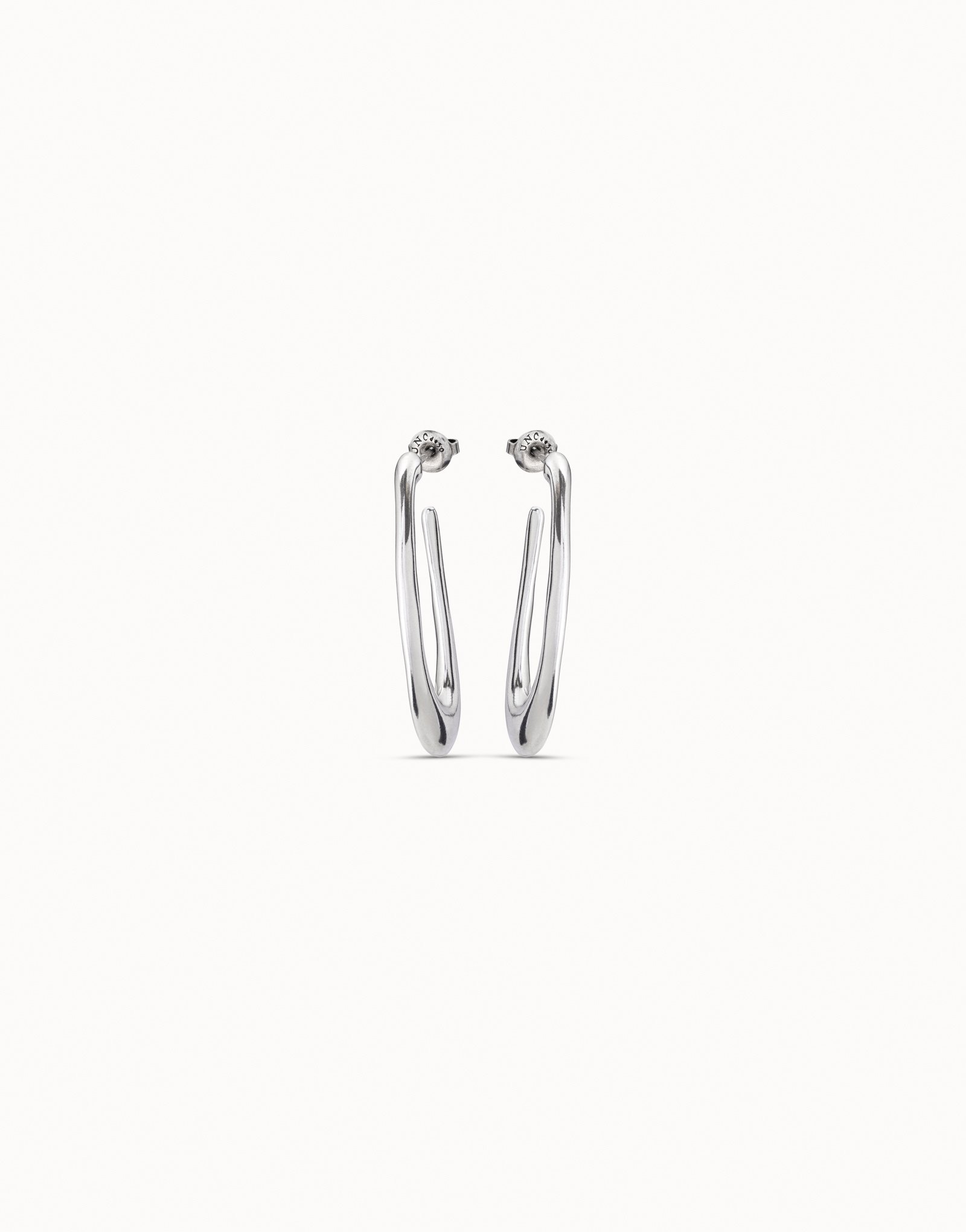 Boucles d’oreilles plaquées argent en forme d’anneaux ovales, Argent, large image number null