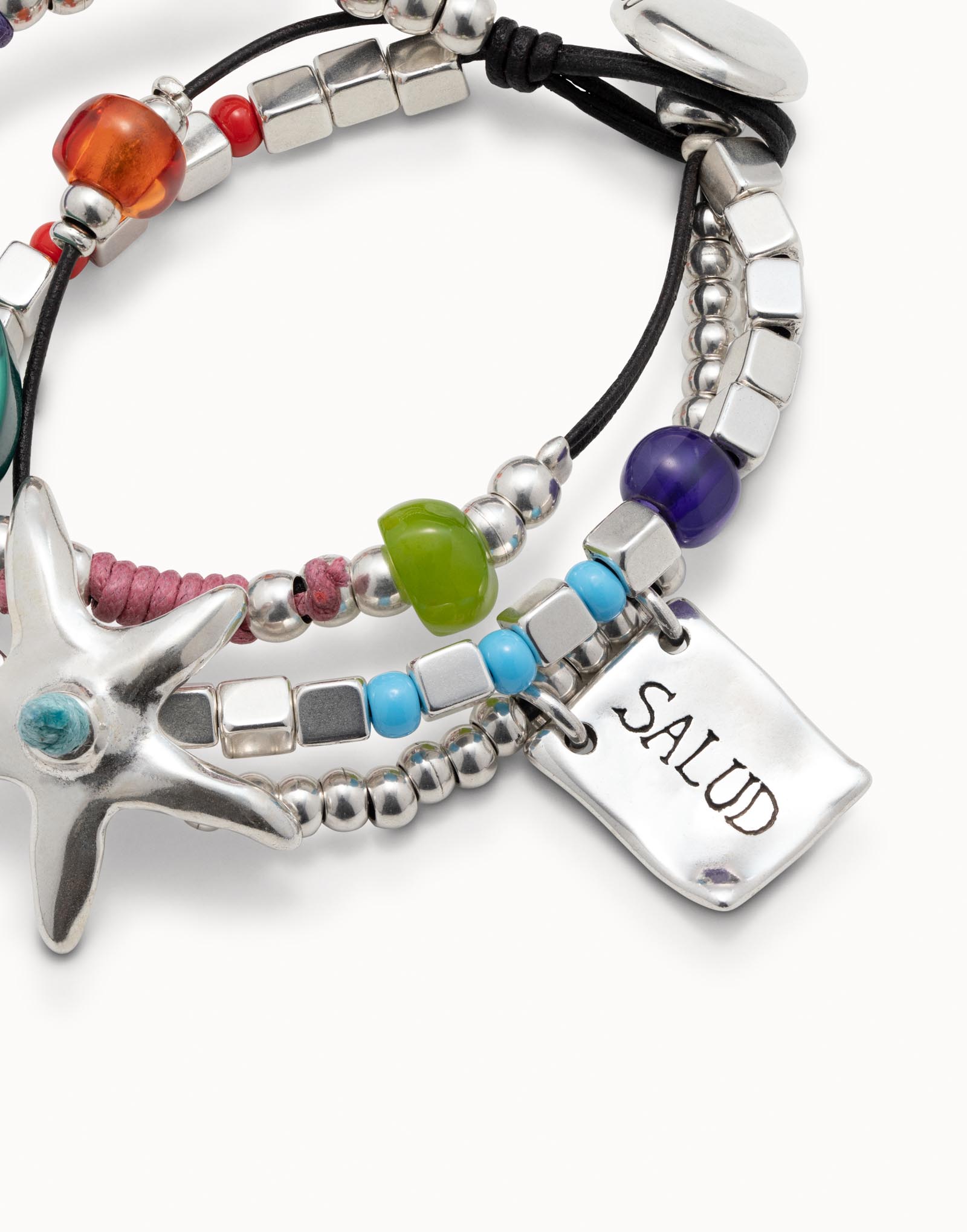 Silver-plated bracelet with resin stones, , large image number null