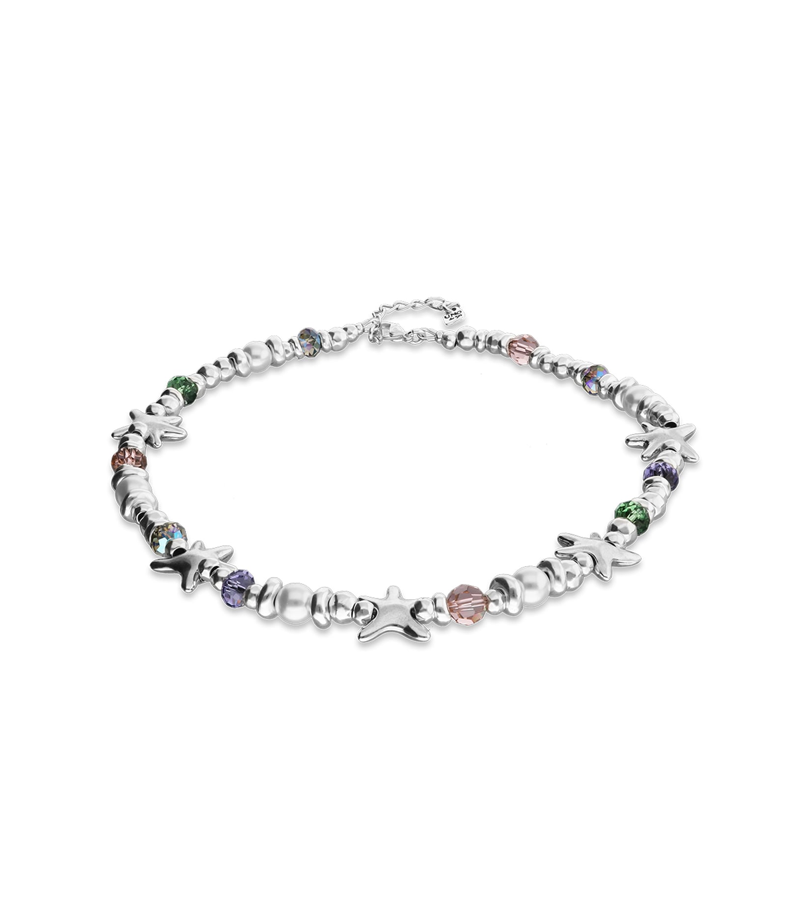 Short necklace with crystals and small starfishes